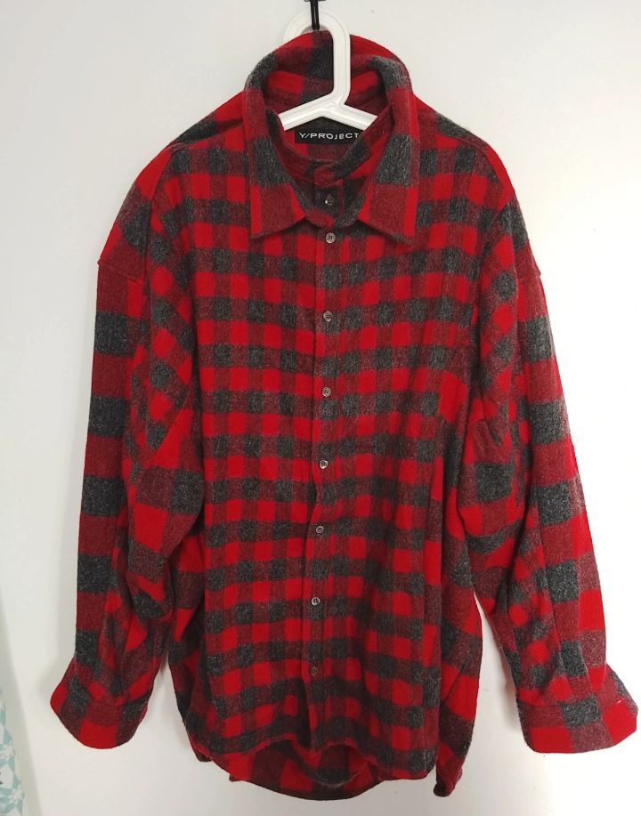 Y/Project Y/Project Red & Black Plaid Wool Blend Overshirt Size US L / EU 52-54 / 3 - 2 Thumbnail