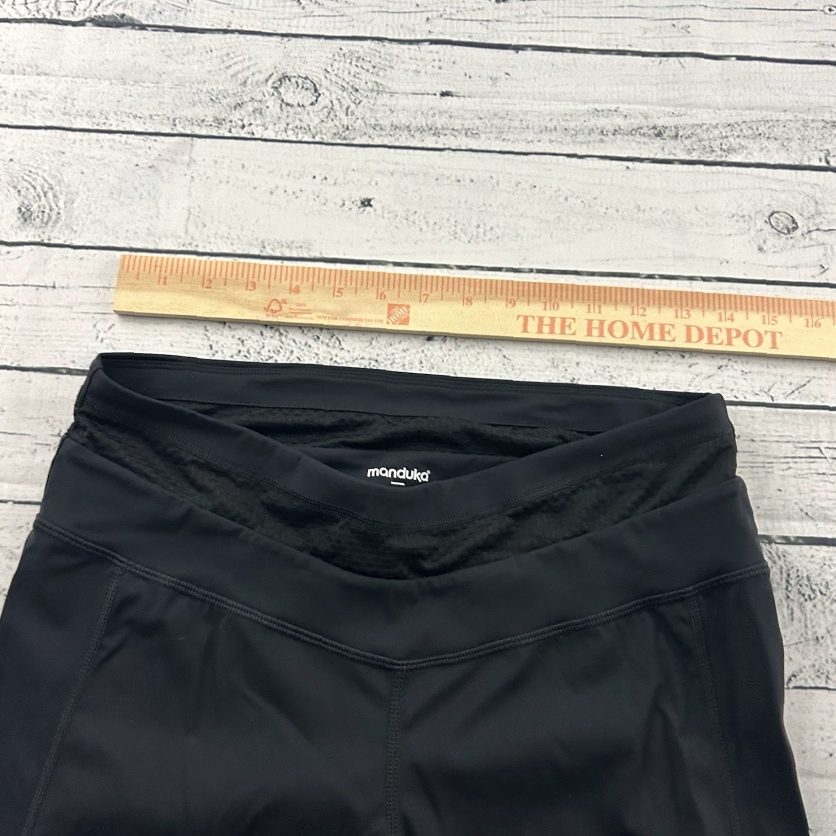 Vintage Manduka Athletic Leggings Women's L Black Yoga Cropped Size 36" / US 14 / IT 50 - 3 Thumbnail