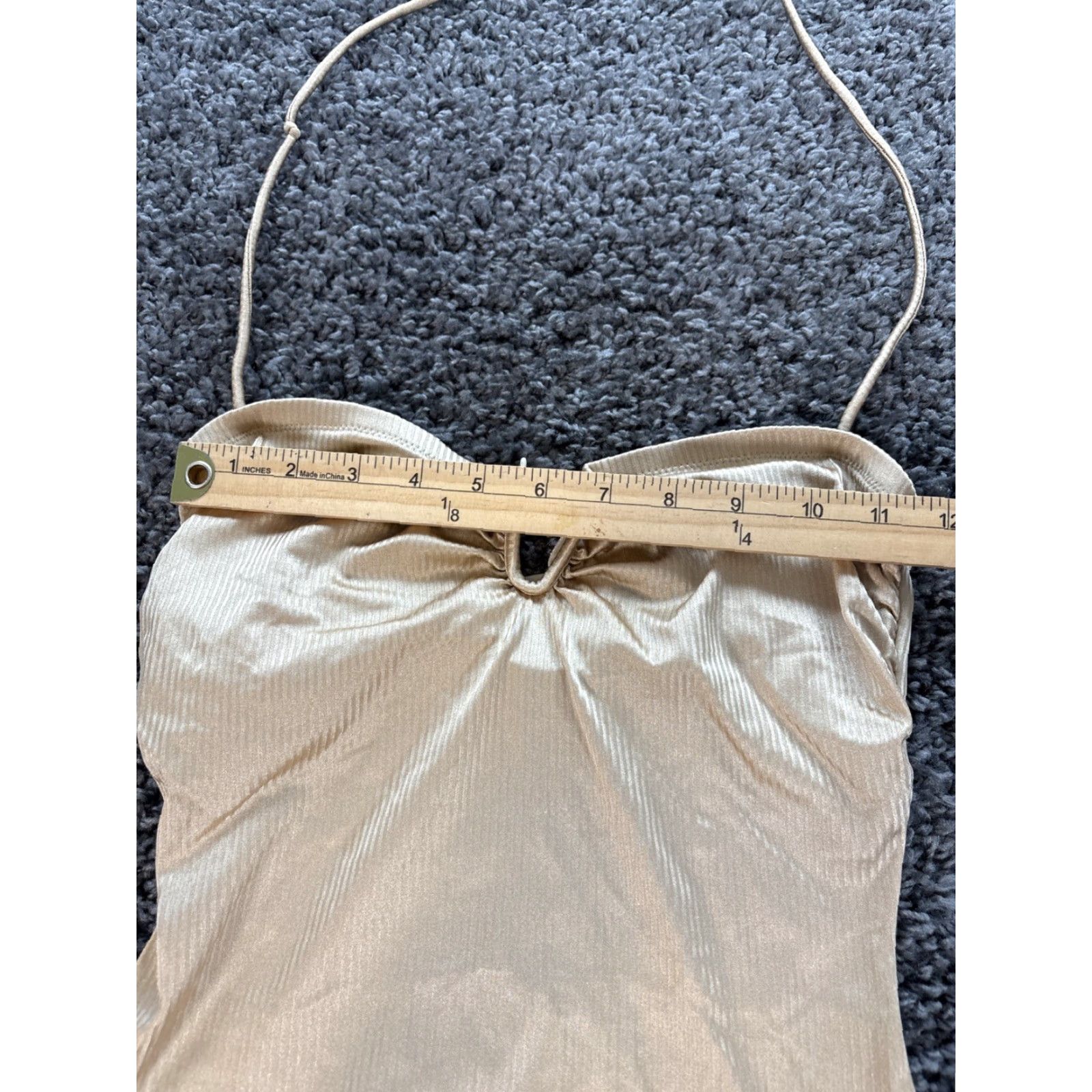 Saks Fifth Avenue VINTAGE Saks Fifth Avenue One Piece Swimsuit Womens Size 8 Gold Metallic Halter Swimsuit Womens Gold Halter 8 Size ONE SIZE - 4 Thumbnail