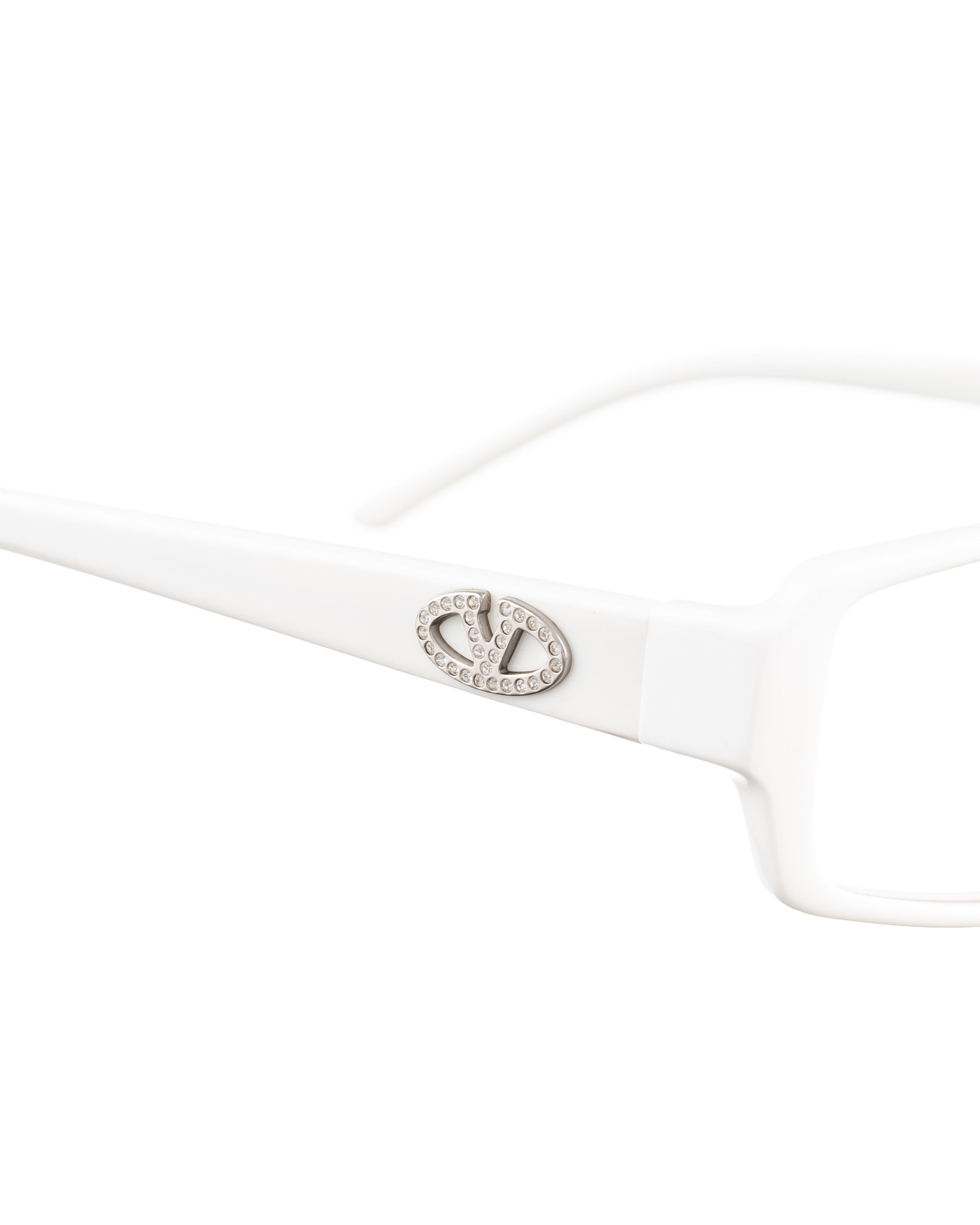 Valentino Valentino 00s White Glasses with White Rhinestones Logo Size ONE SIZE - 3 Thumbnail