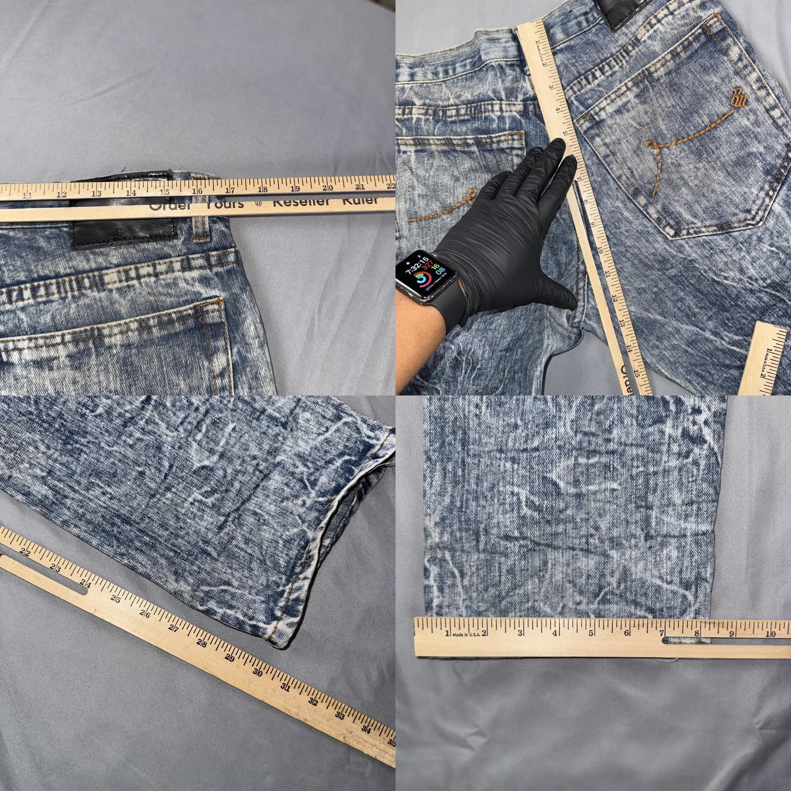 Rocawear Rocawear Jeans Mens 32x32 Blue Acid Wash Moto Distressed Straight Denim Pants Size US 32 / EU 48 - 8 Thumbnail