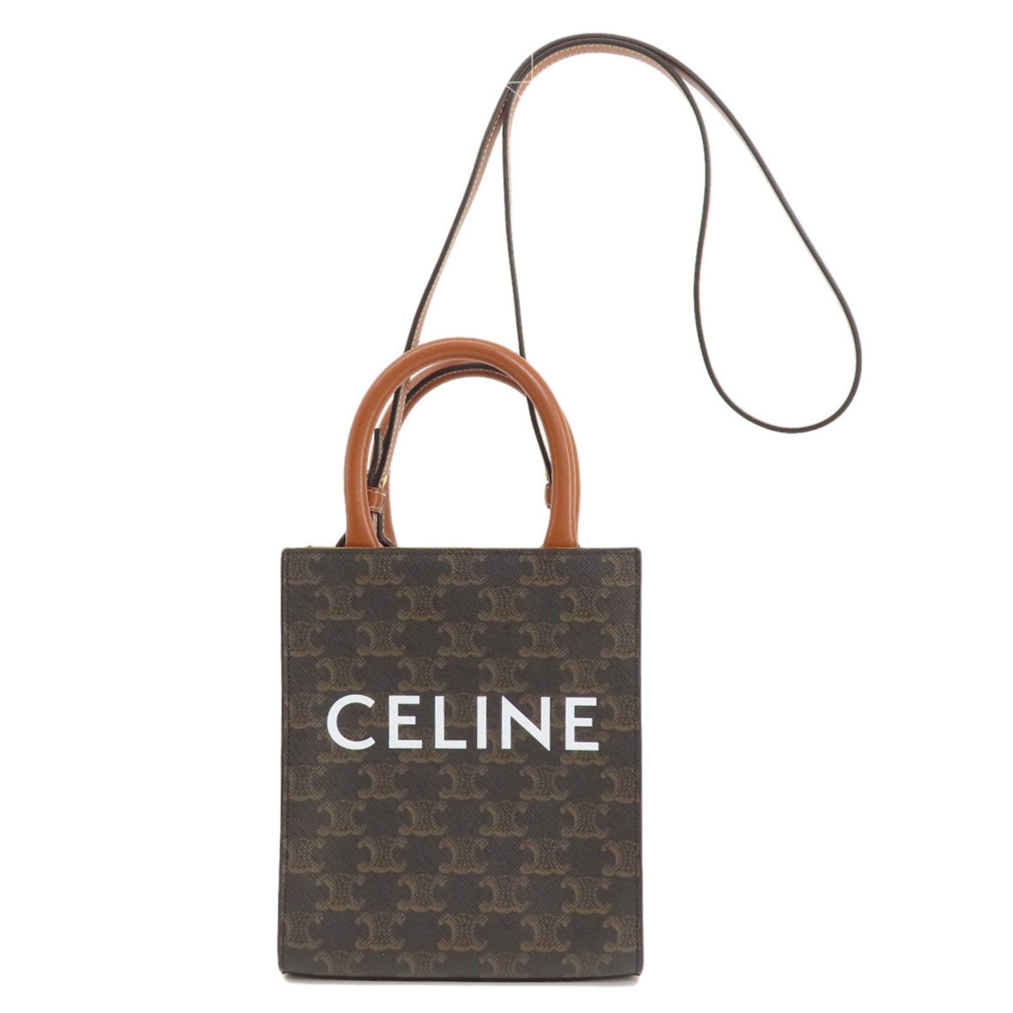 image of Celine Vertical Cabas Triomphe Shoulder Bag Pvc/leather Women's Celine in Brown