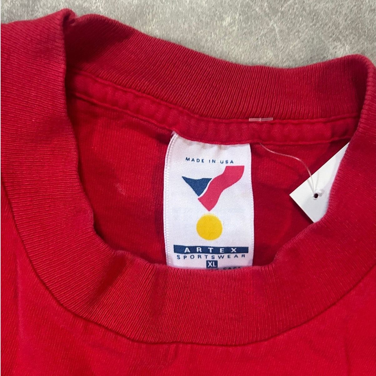 Vintage 90s Vintage Kansas City Joe Montana Caricature Red Shirt XL Size US XL / EU 56 / 4 - 4 Thumbnail