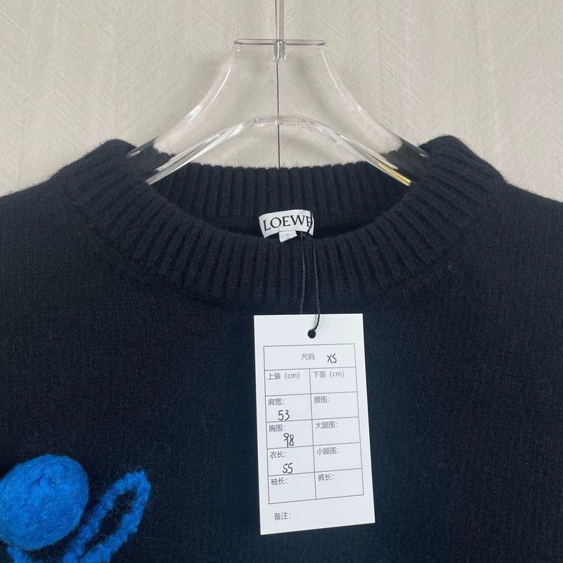 Loewe black wool sweater with blue logo Size US XS / EU 42 / 0 - 2 Thumbnail