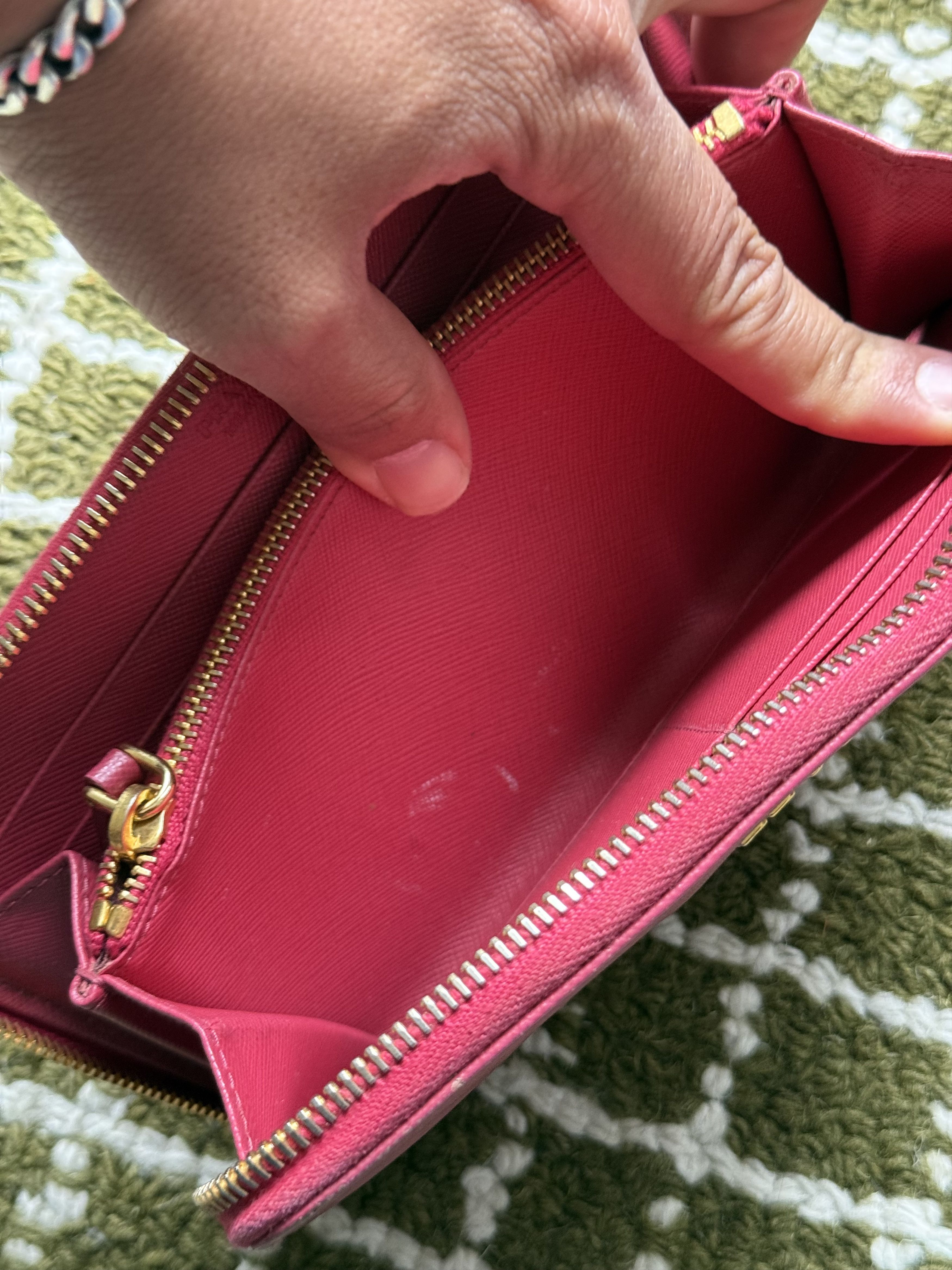 Prada Prada Saffiano Leather Zip-Around Continental Wallet Pink Size ONE SIZE - 2 Thumbnail