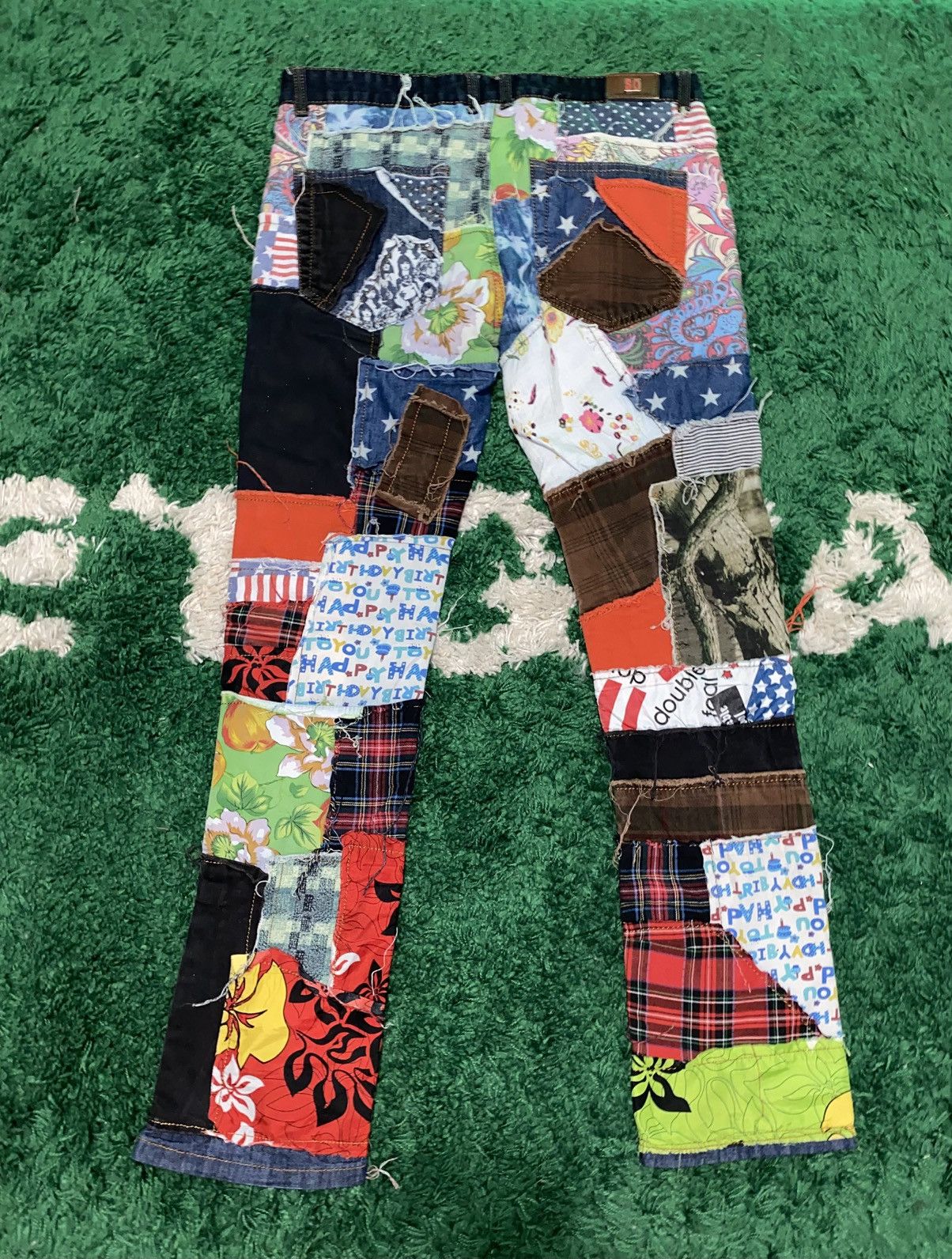 Japanese Brand Biepa Patchwork Jeans | Reconstructed Mixed Fabric | Size 34 Size US 34 / EU 50 - 4 Thumbnail