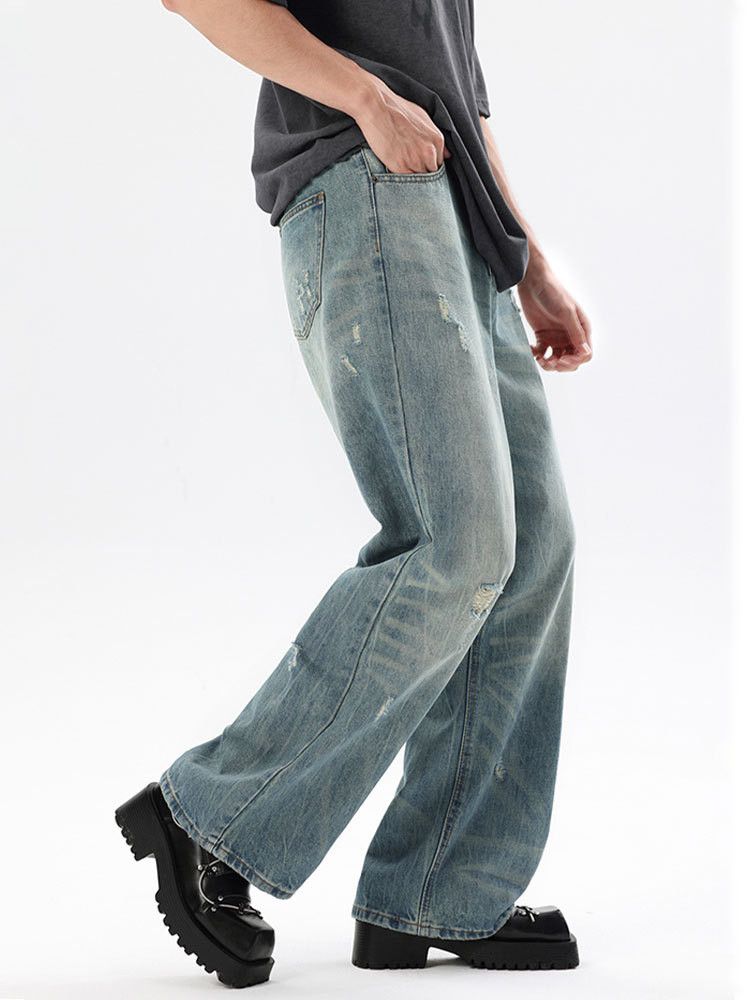 Jean Men's American retro washed distressed jeans Size US 32 / EU 48 - 3 Thumbnail