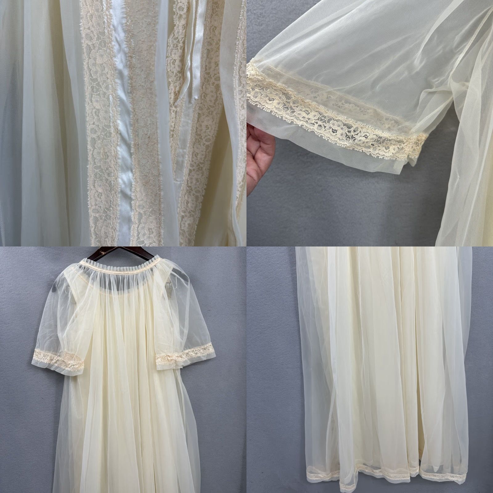 Vintage VINTAGE Tosca Lingerie Boudoir Peignoir Nightgown Womens Small Yellow Chiffon 1970s Victorian Size ONE SIZE - 8 Thumbnail
