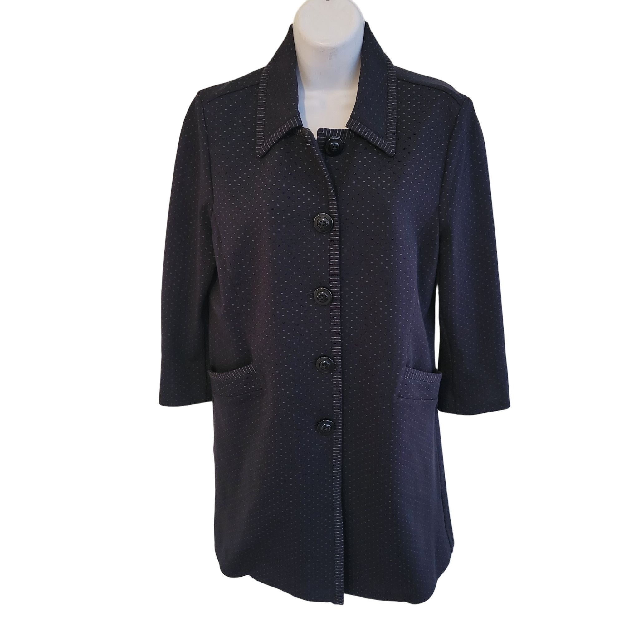 Other Cabi S Navy Blue Print Car Carriage Coat Jacket Spring Prepp Size S / US 4 / IT 40 - 4 Thumbnail