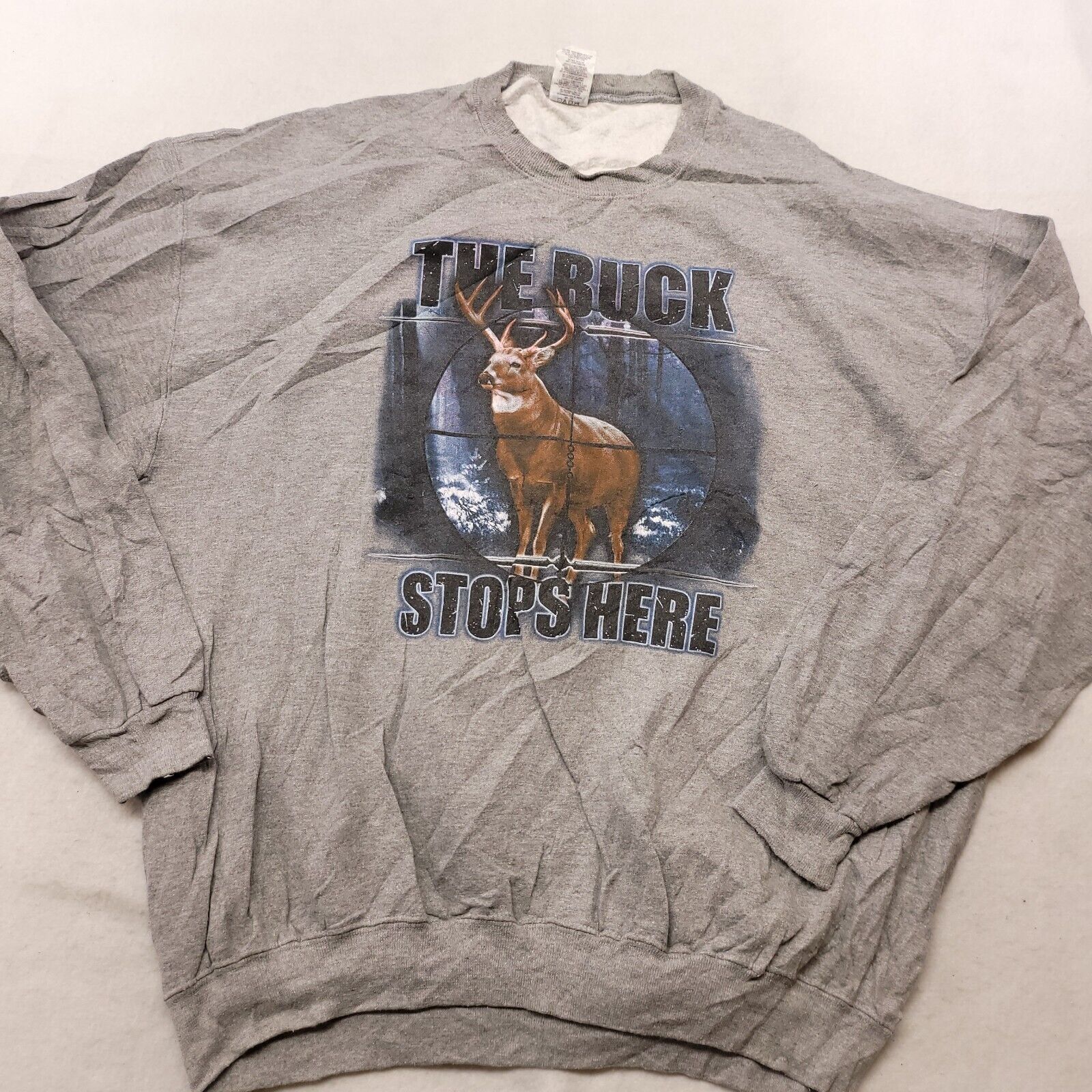 Jerzees The Buck Stops Here Sweatshirt Mens Size 2XL Gray Jerzees Size US XXL / EU 58 / 5 - 2 Thumbnail