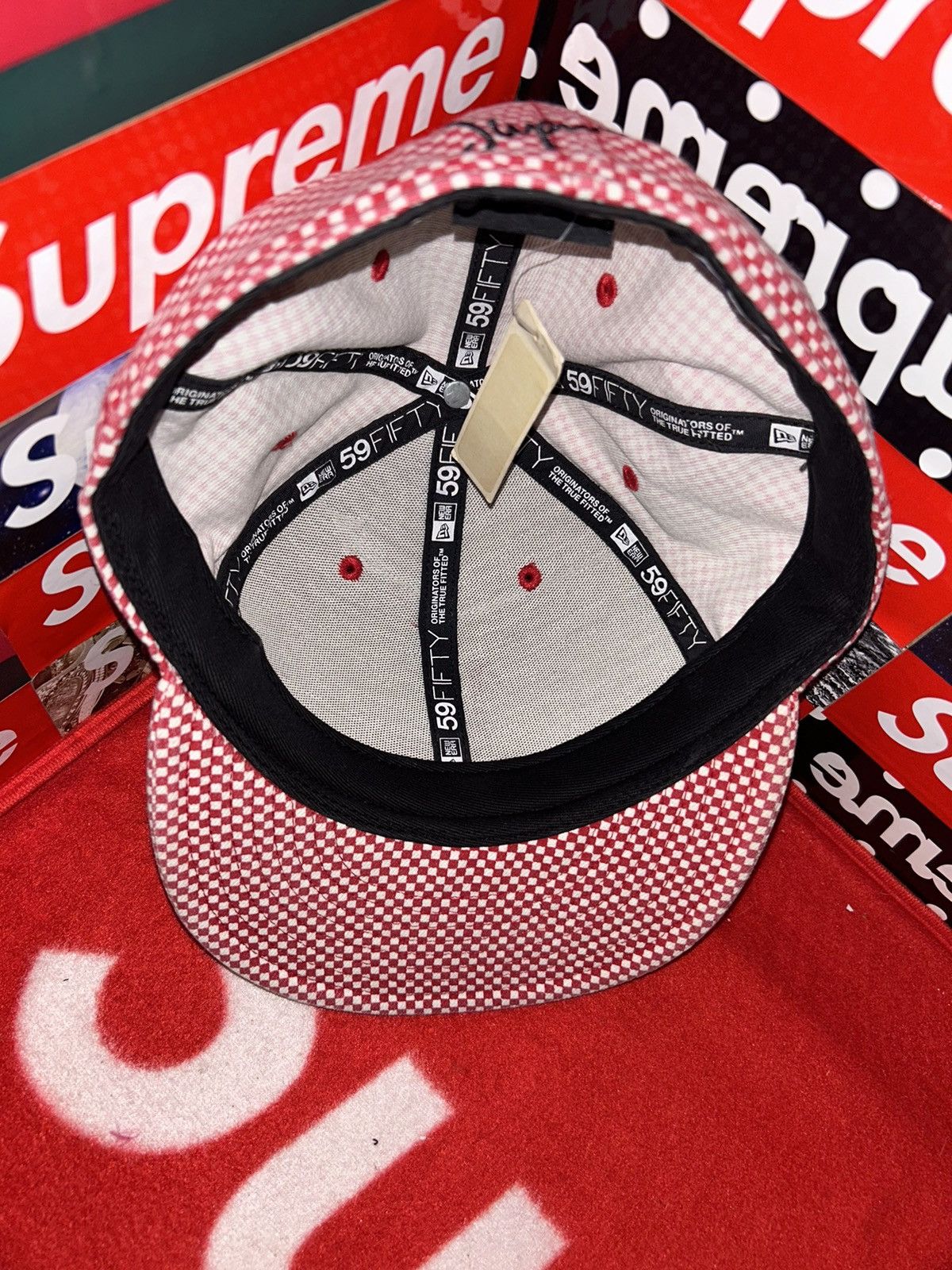 Supreme Supreme 2004 LA Checkered New Era Cap 7 5/8 Vintage RARE HAT Size ONE SIZE - 6 Thumbnail