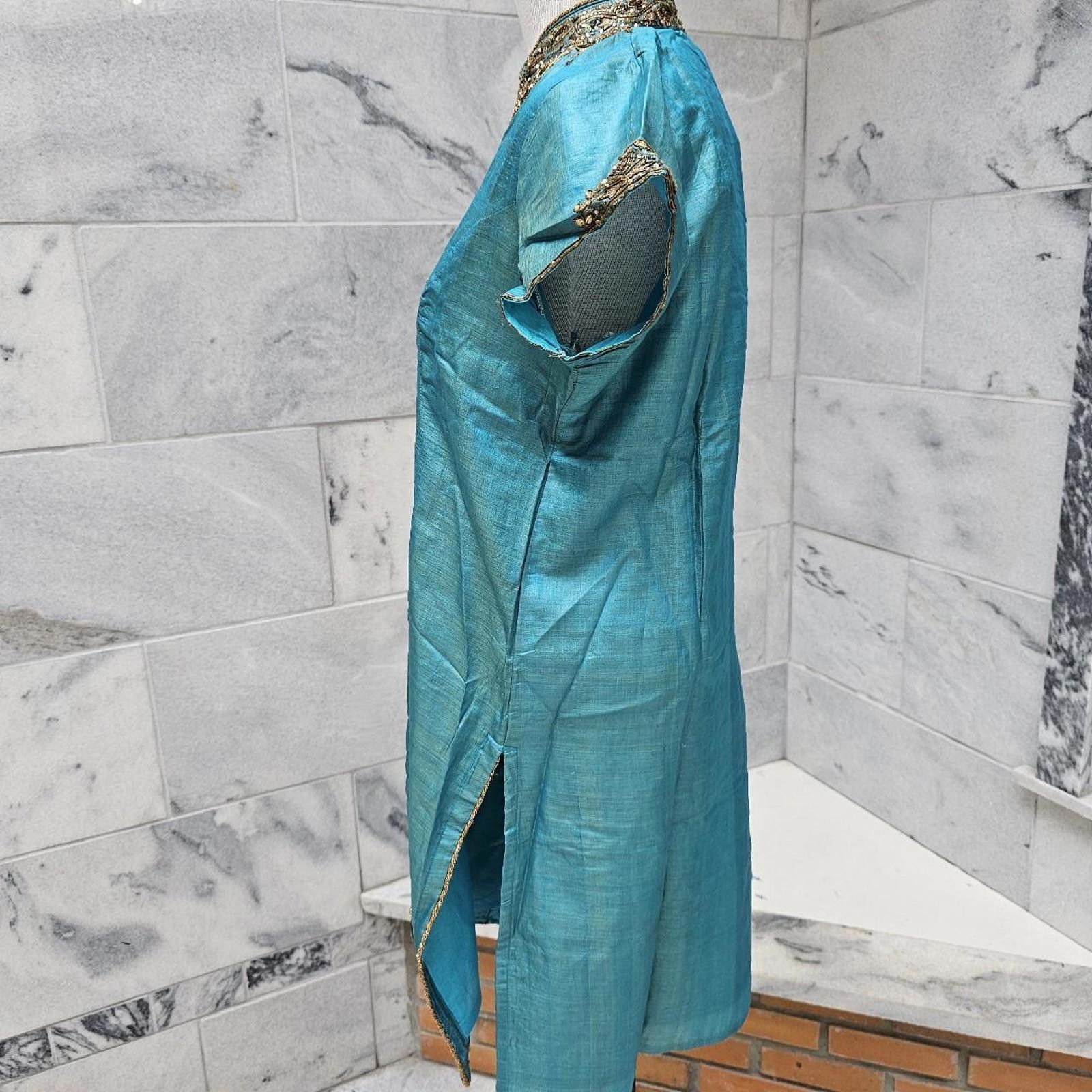 Other Women's Kurta Style Aqua Blue and Gold Dress Size M / US 6-8 / IT 42-44 - 3 Thumbnail