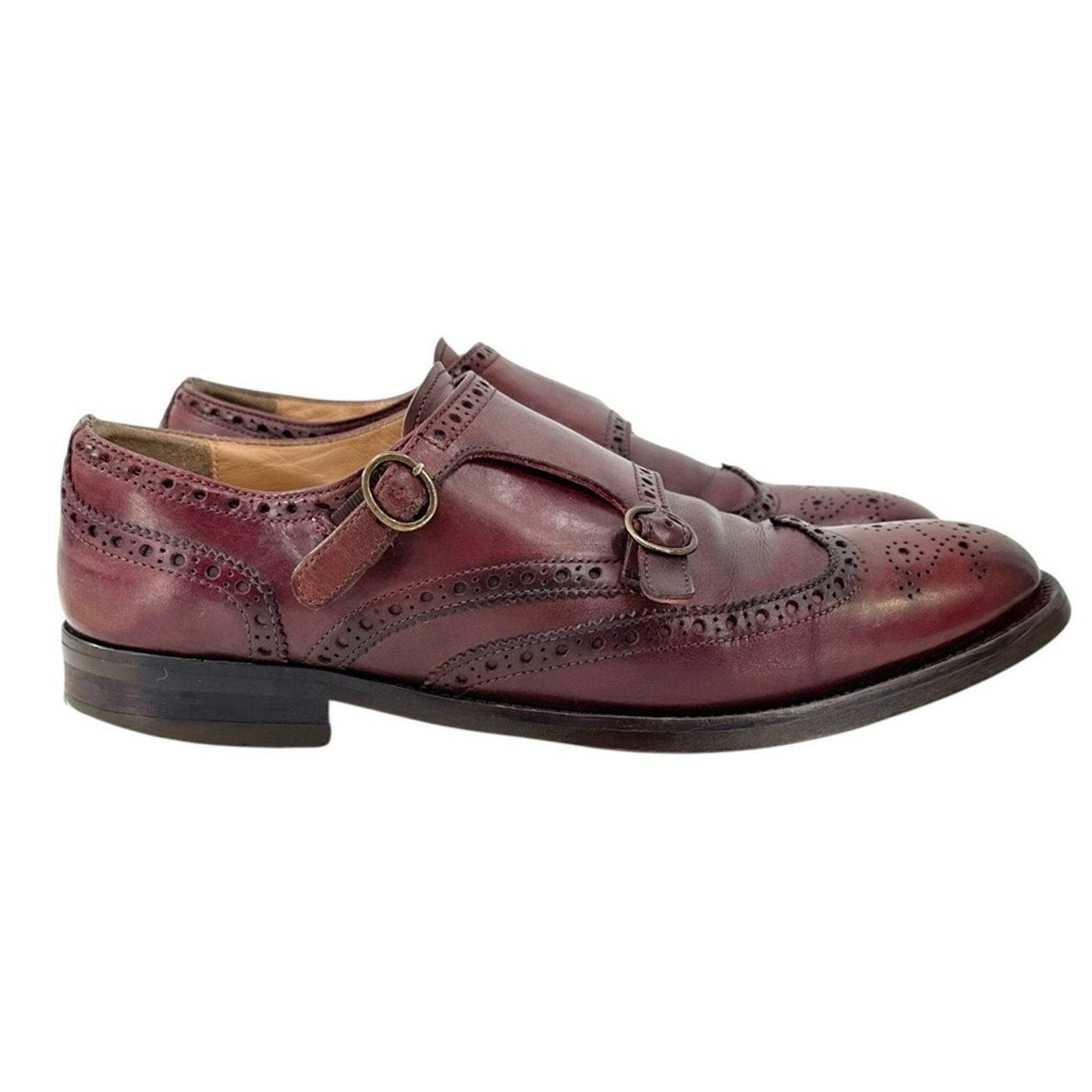 Velasca Burgundy Brown Monk Strap Leather Shoes Loafers Size US 9.5 / EU 42-43 - 2 Thumbnail