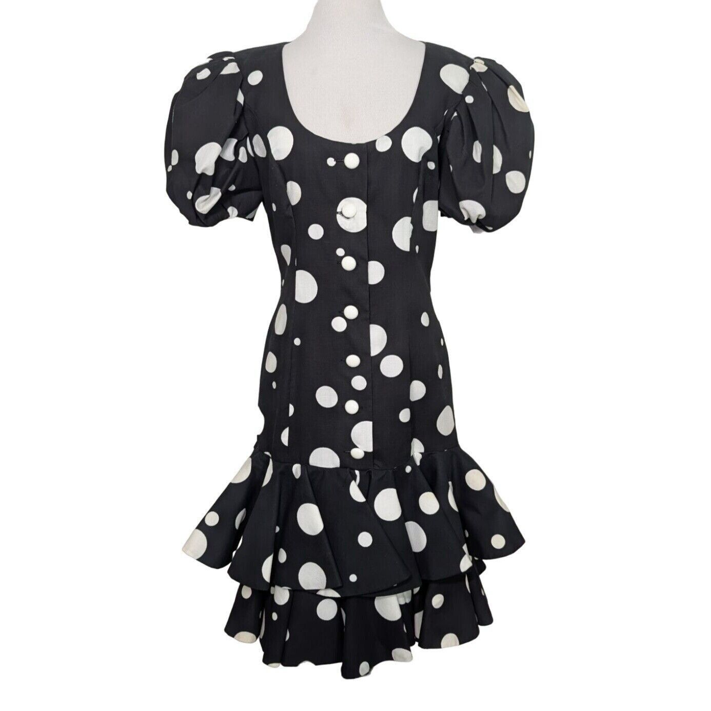 Other Vintage 80s Victor Costa Polka Dot Dress Womens Size 8 Black Size M / US 6-8 / IT 42-44 - 1 Thumbnail