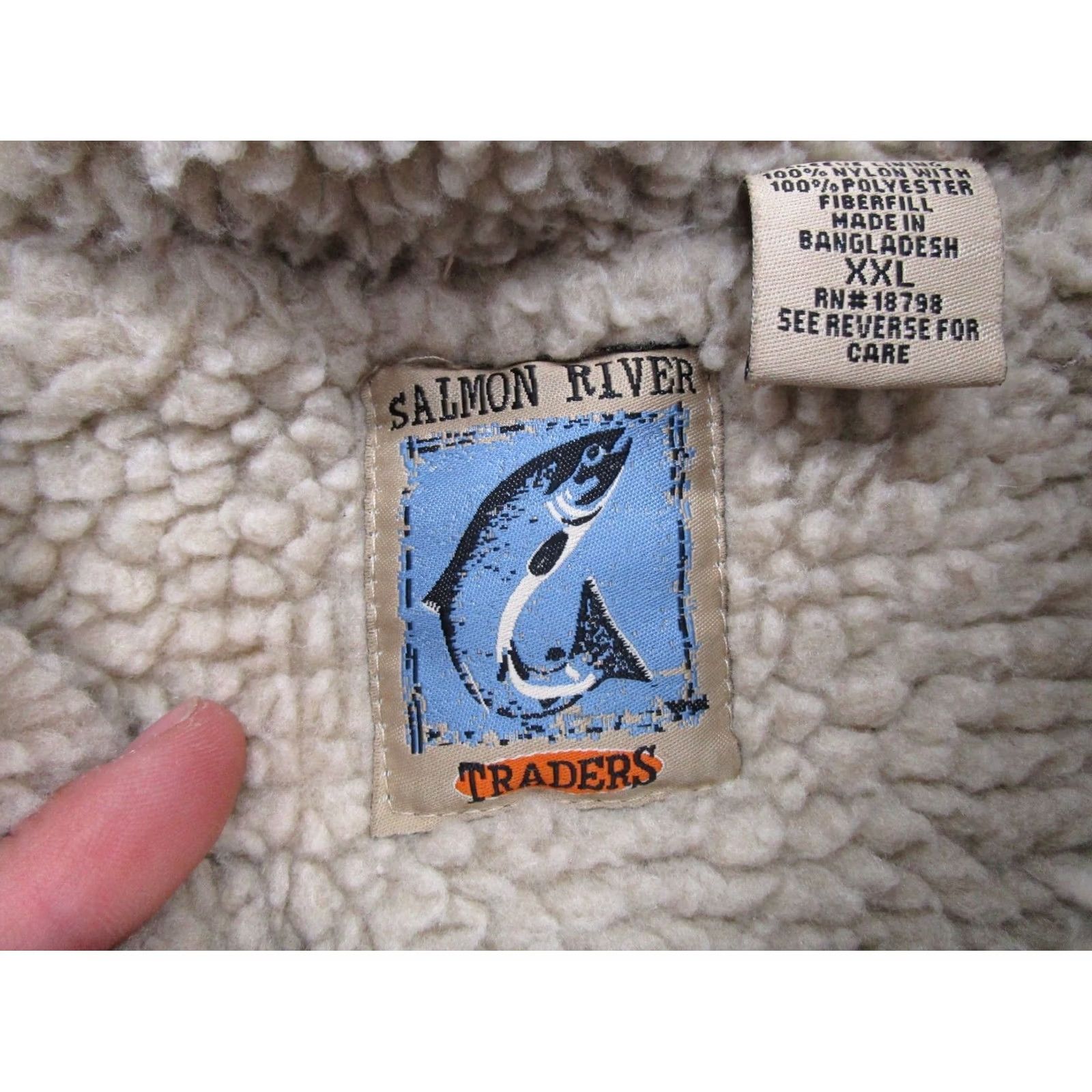Vintage VINTAGE Salmon River Bomber Jacket Mens 2XL Beige Lined Polyester Cotton Button 90s USA, 2XL Mens Jacket Size US XXL / EU 58 / 5 - 2 Thumbnail