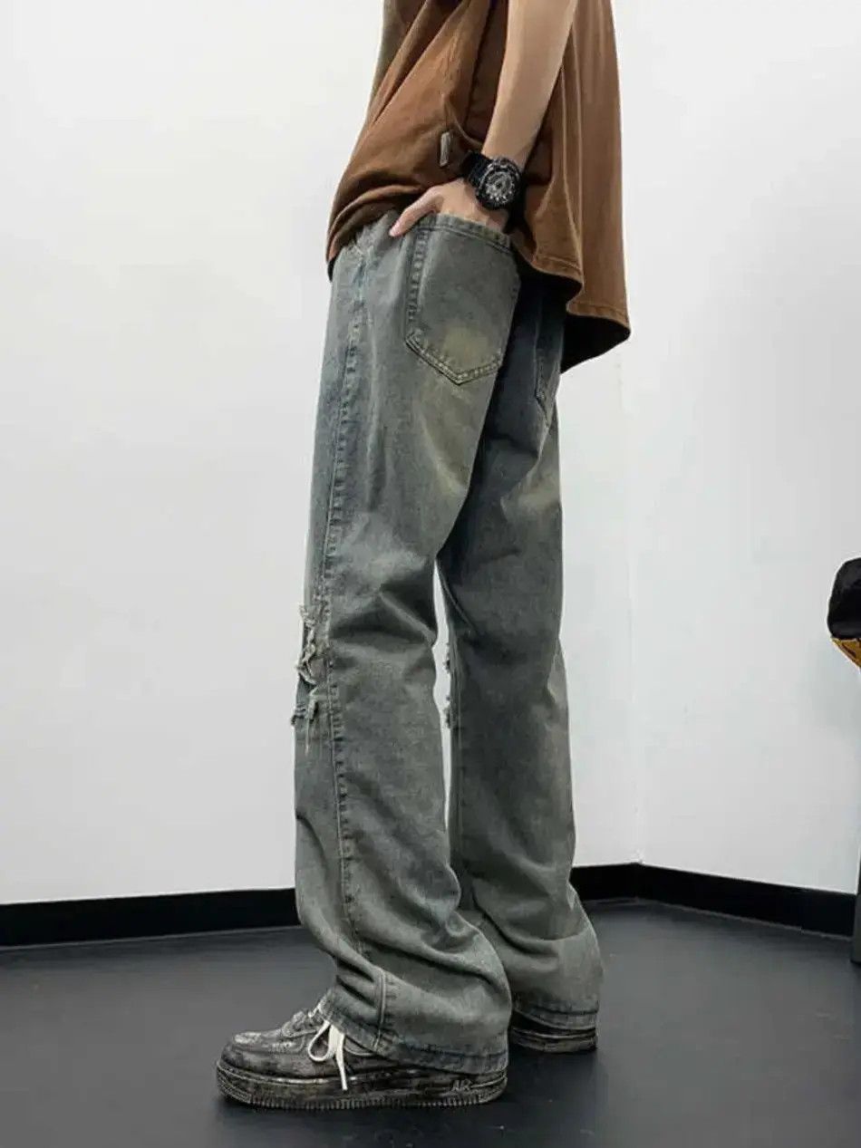 Japanese Brand Straight and loose washed distressed jeans Size US 30 / EU 46 - 2 Thumbnail