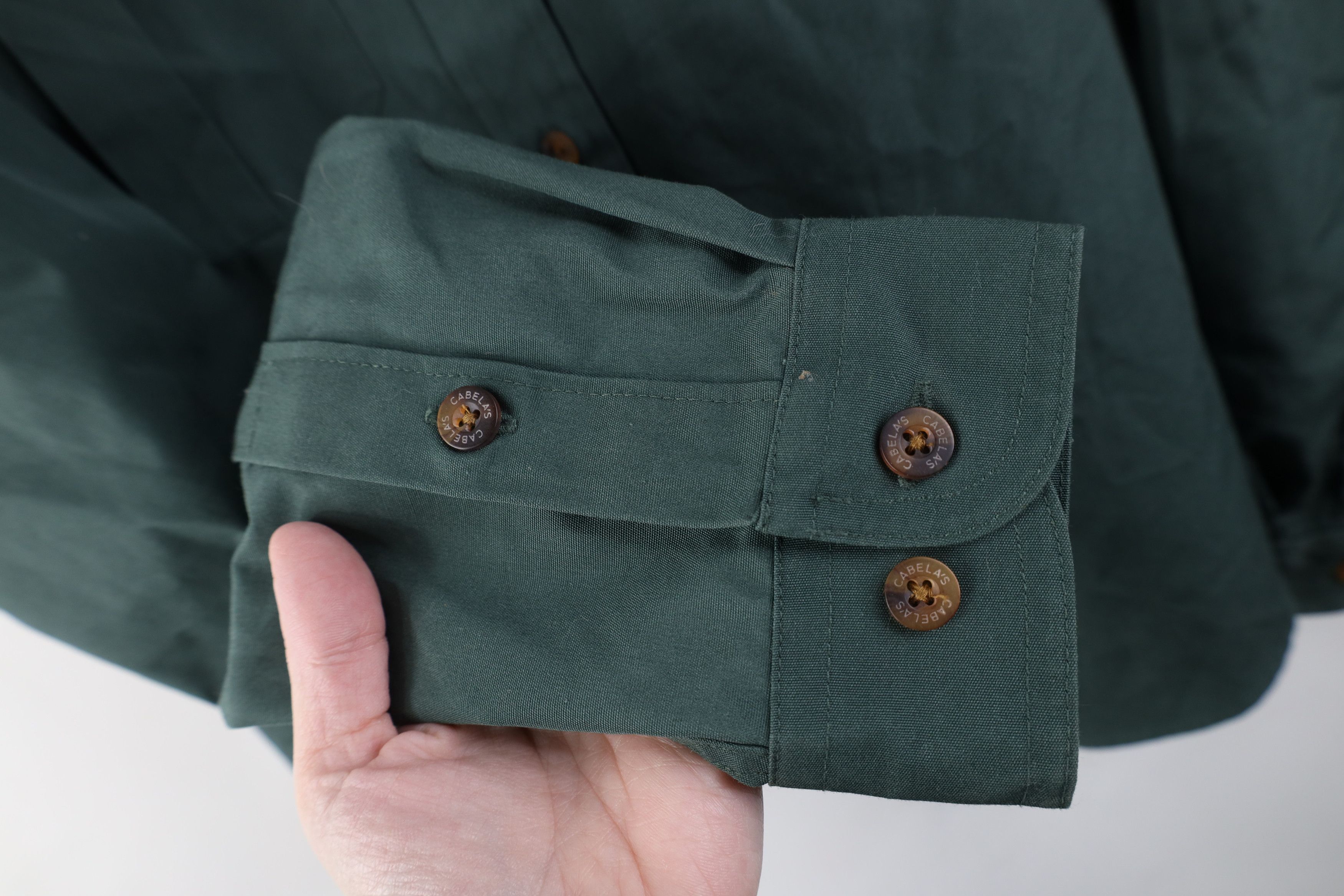 Cabelas Vintage 90s Cabelas Bush Safari Collared Button Shirt Green Size XL / US 12-14 / IT 48-50 - 9 Thumbnail