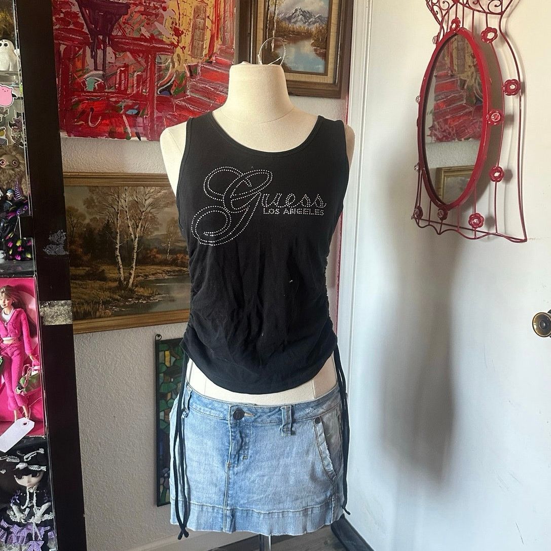 Guess guess bedazzled jewel black tank top Size L / US 10 / IT 46 - 1 Thumbnail
