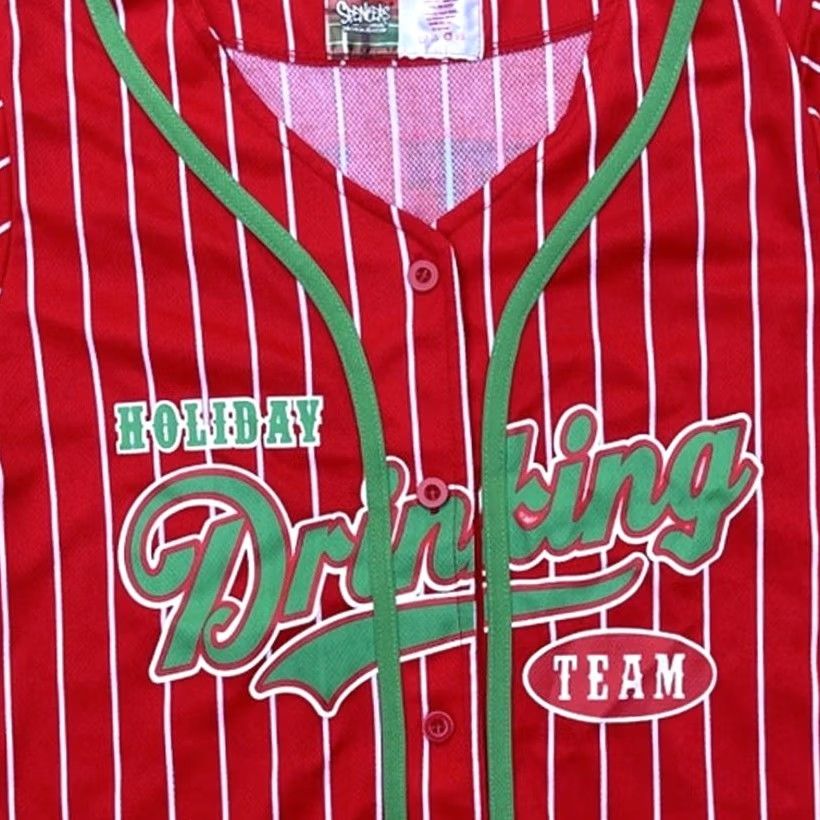 Vintage Spencers Baseball Jersey Mens Large Holiday Drinking Team "Get Lit" Christmas Red 19" Armpit 28" Shoulder to Hem Mens Size US L / EU 52-54 / 3 - 3 Thumbnail