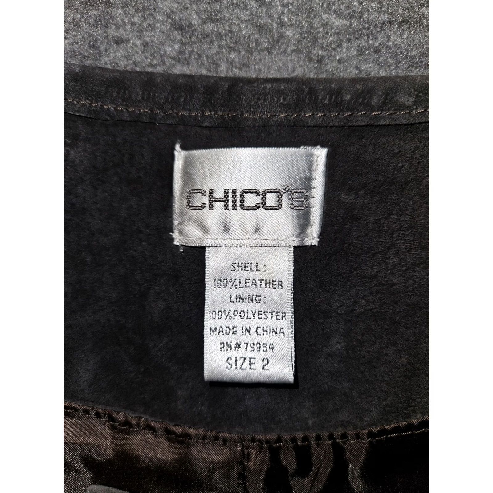Vintage Chico'S Jacket Womens 2 Brown Leather Women Diamond Full Snap Shoulder Pads Size XS / US 0-2 / IT 36-38 - 2 Thumbnail