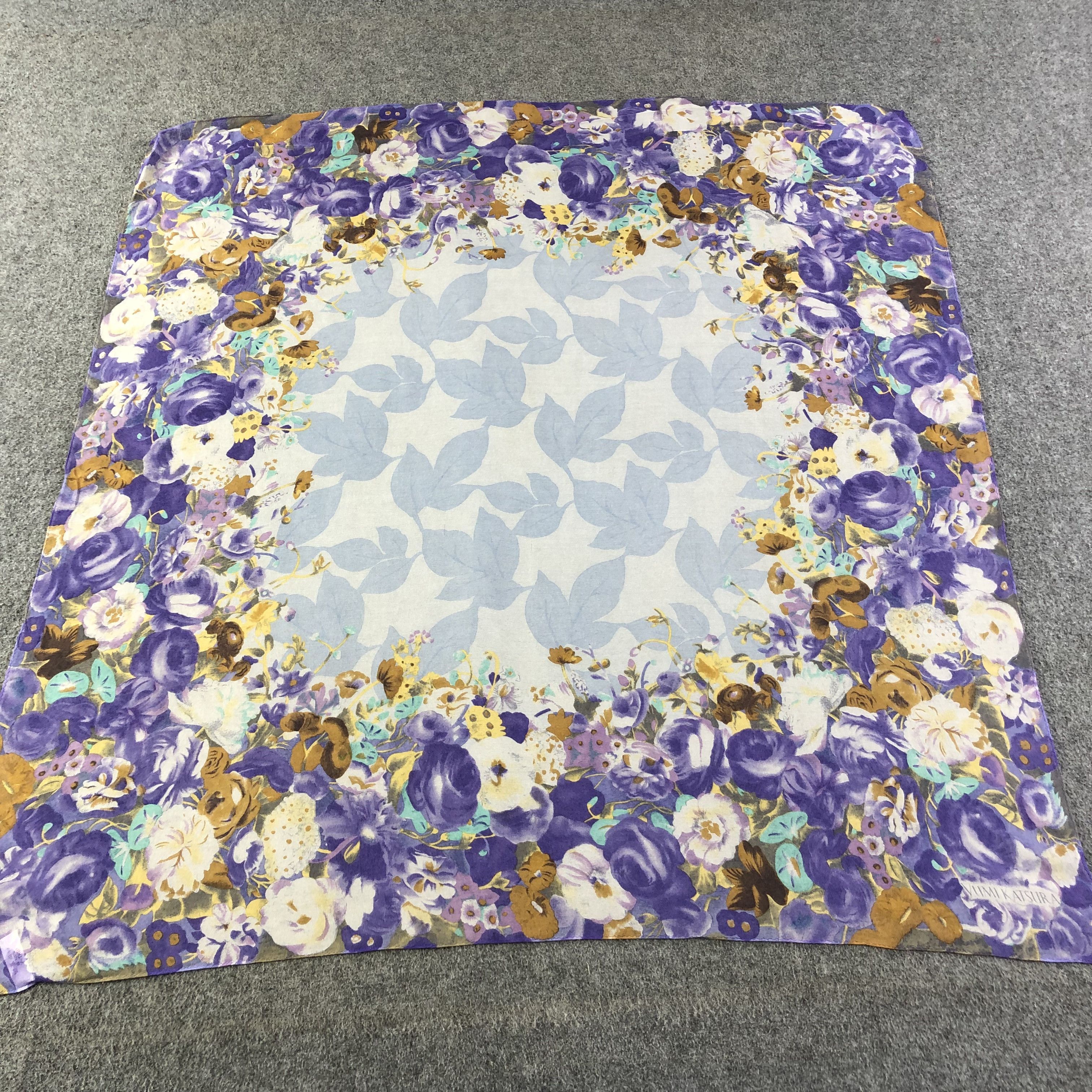 Japanese Brand Yumi Katsura Floral Silk Scarf M601 Size ONE SIZE - 1 Thumbnail