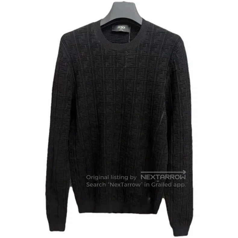 Fendi Fendi Black logo letter full-printed round neck long-sleev Size US L / EU 52-54 / 3 - 1 Thumbnail