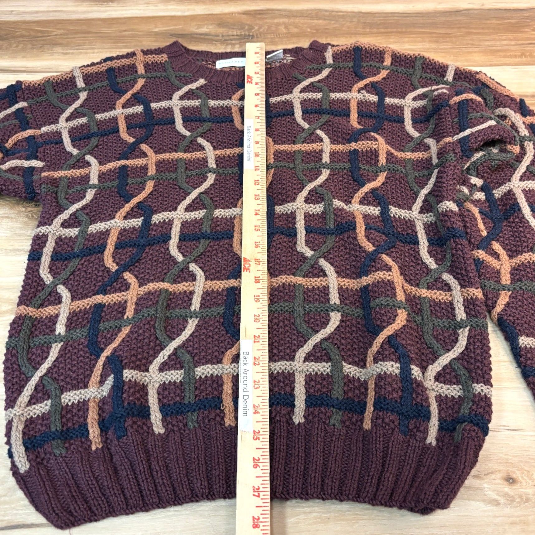 Geoffrey Beene VINTAGE Geoffrey Beene Sweater Mens Medium Burgundy Geometric 3D Knit Grandpa Size US M / EU 48-50 / 2 - 6 Thumbnail