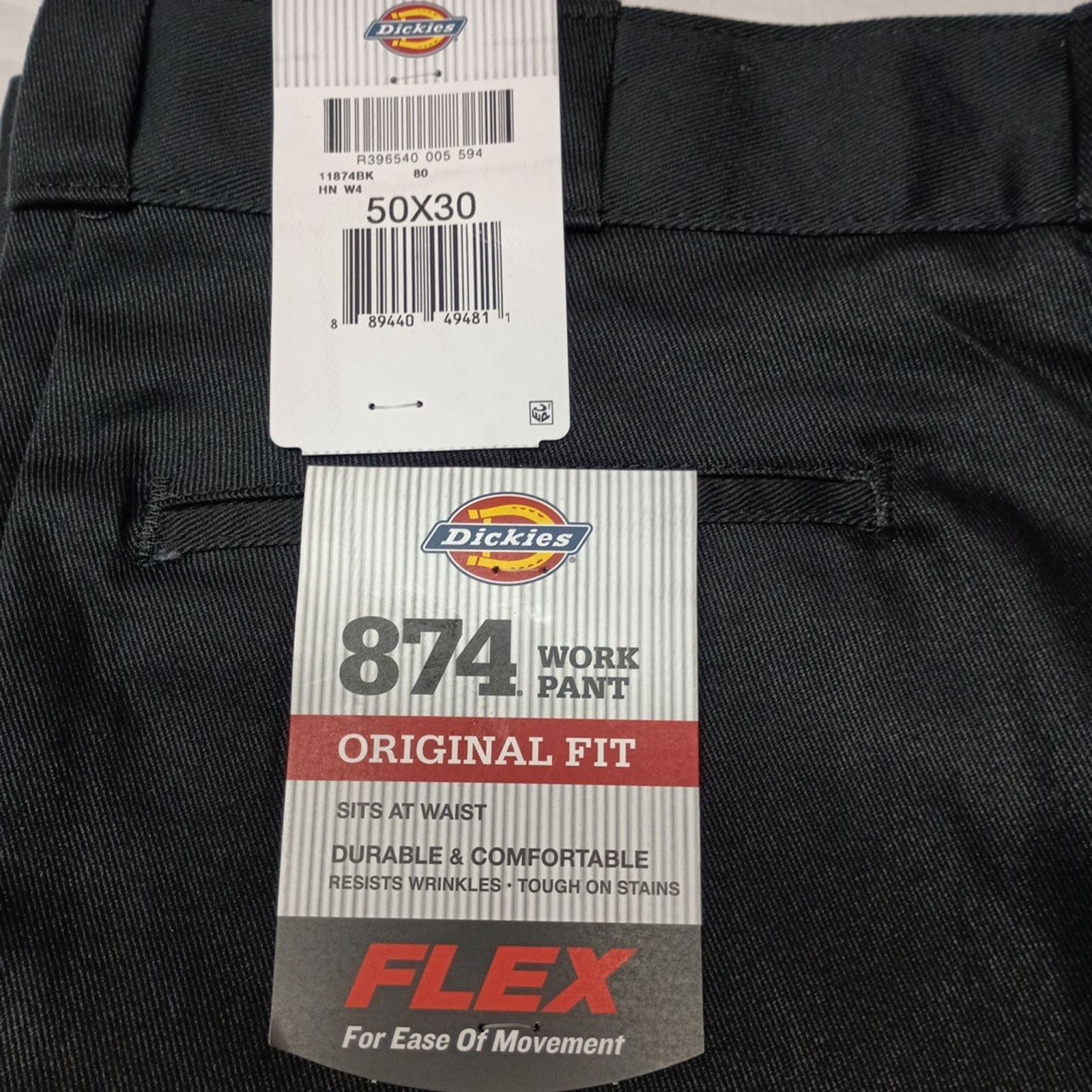 Dickies Dickies 874 Work Pants Men's 50x30 Black Original Fit Flex Size US 44 / EU 60 - 2 Thumbnail