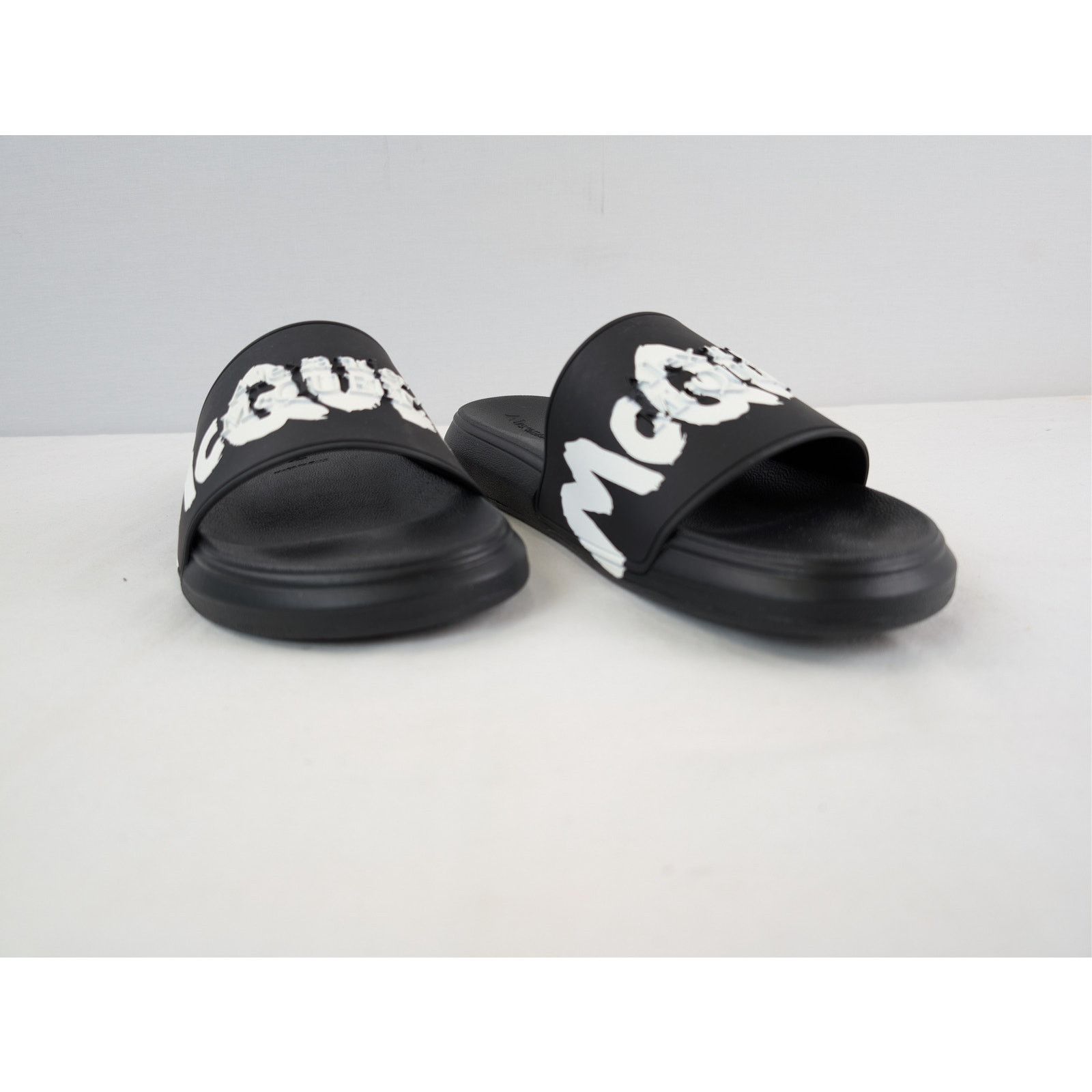 Alexander McQueen o1rshd1 Sandal Rubber Slider Logo Slippers in Black 45 Size US 12 / EU 45 - 5 Thumbnail