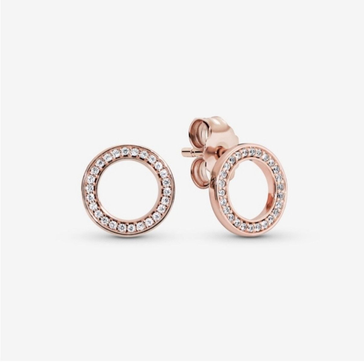 pandora Pandora Rose Gold Sparkling Circle Stud Earrings Size ONE SIZE - 1 Thumbnail