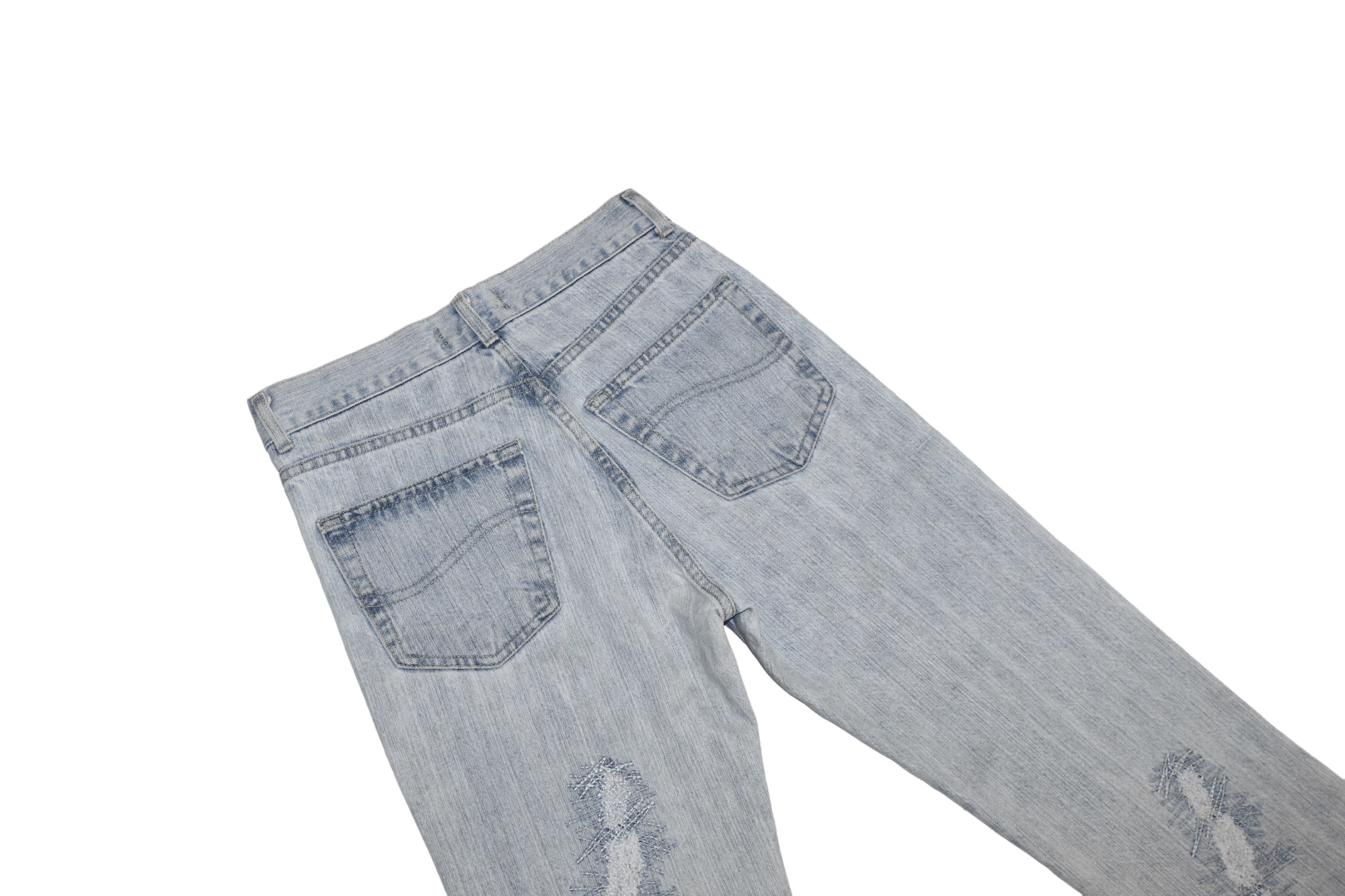 Emmanuelle Khanh 80's Emmanuel Schivili Faded Stitched Blue Straight Jeans Size US 27 - 9 Thumbnail