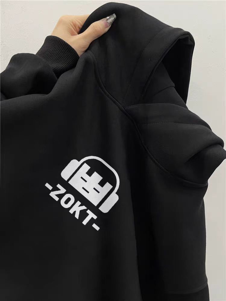 Designer × Japanese Brand Hip Hop Creative Print Thickened Loose Hooded Sweatshirt Size US L / EU 52-54 / 3 - 2 Thumbnail