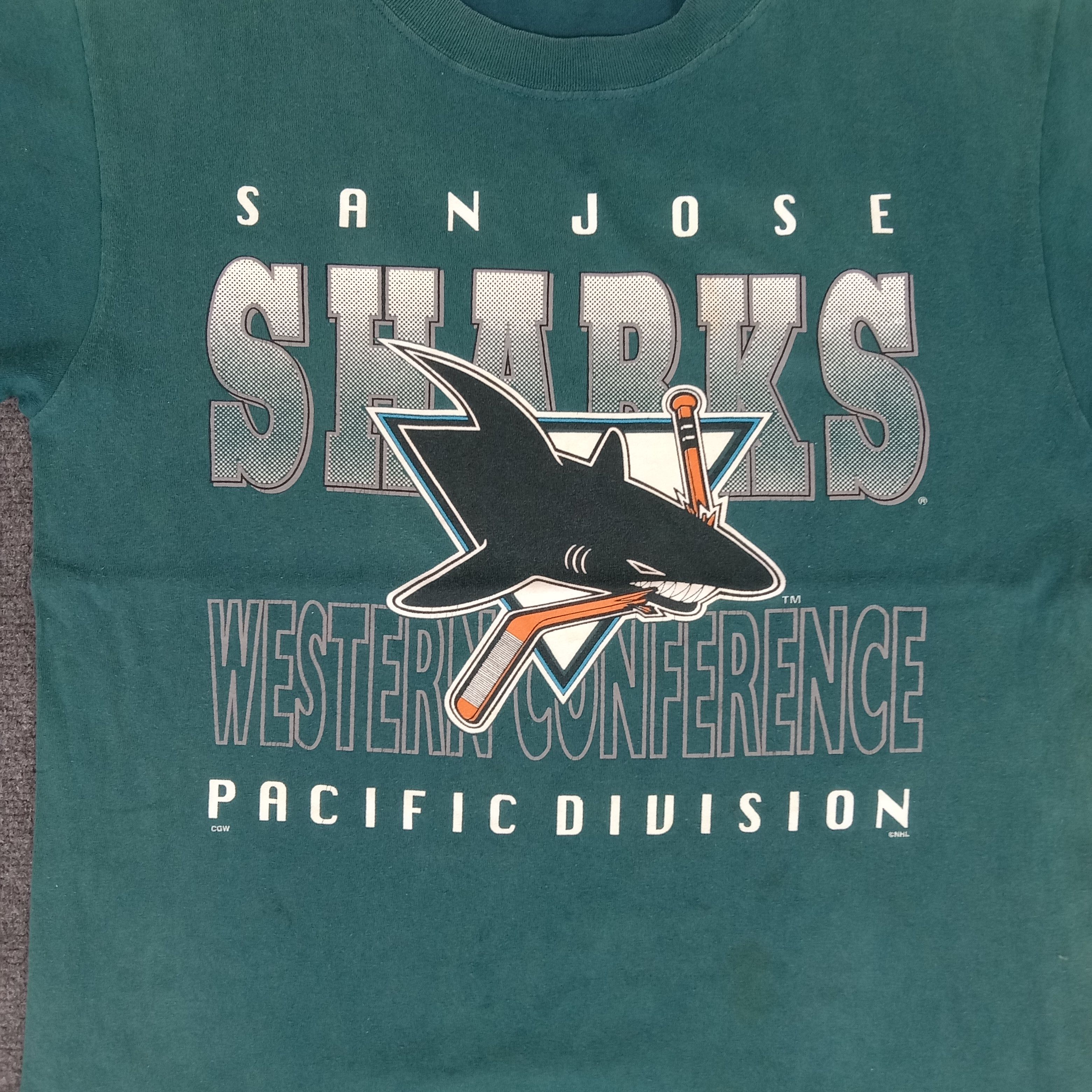 NHL × Vintage San Jose Sharks American Hockey Team NHL Tshirt Size US M / EU 48-50 / 2 - 2 Thumbnail