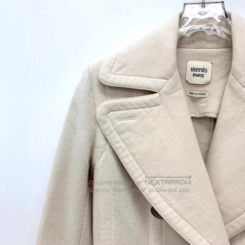 Hermes Hermes White wool collar double-breasted long-sleeved coat Size XS / US 0-2 / IT 36-38 - 3 Thumbnail