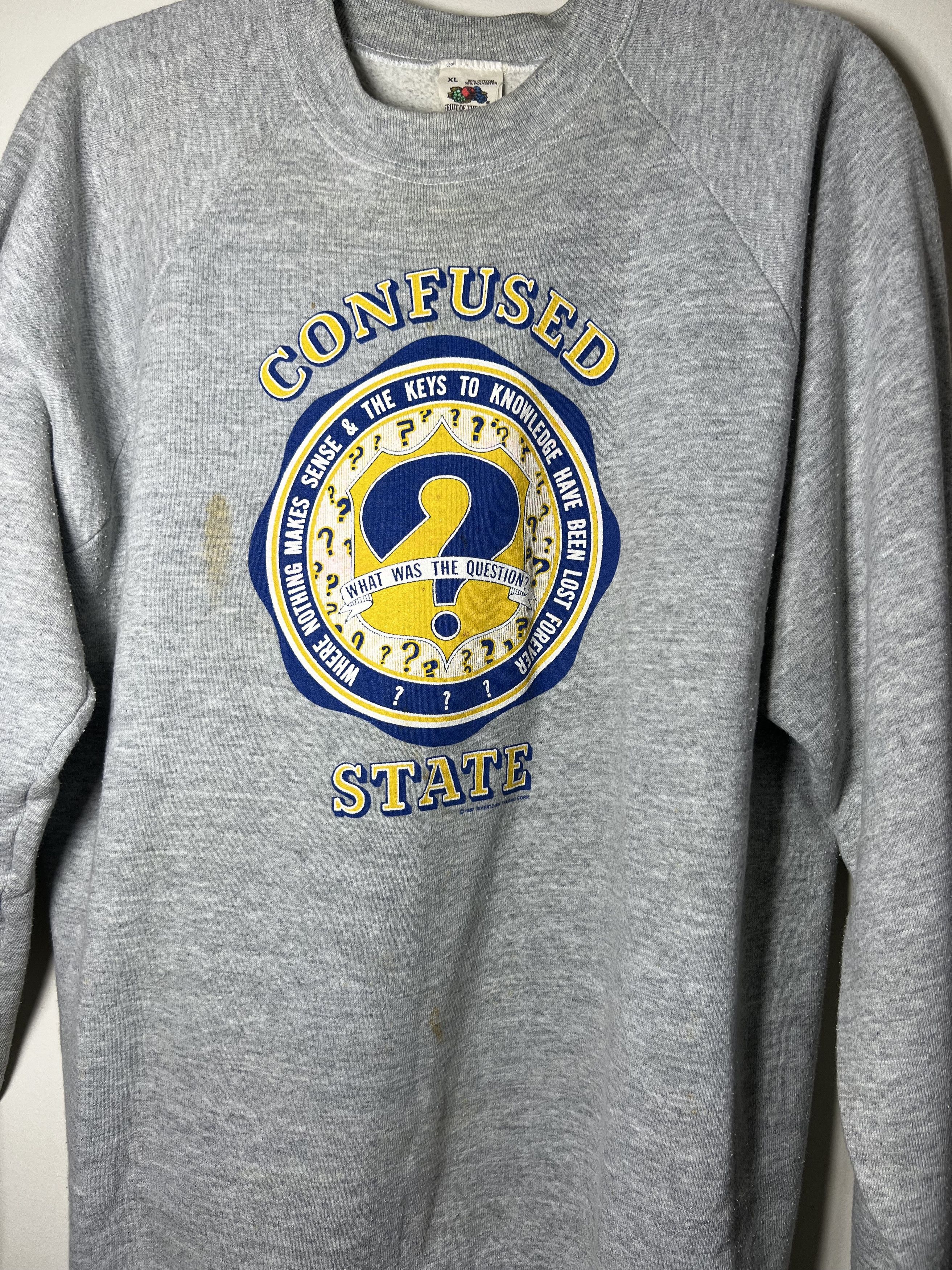 Vintage Vintage "Confused State" Collegiate Crewneck Sweatshirt Size US XL / EU 56 / 4 - 2 Thumbnail