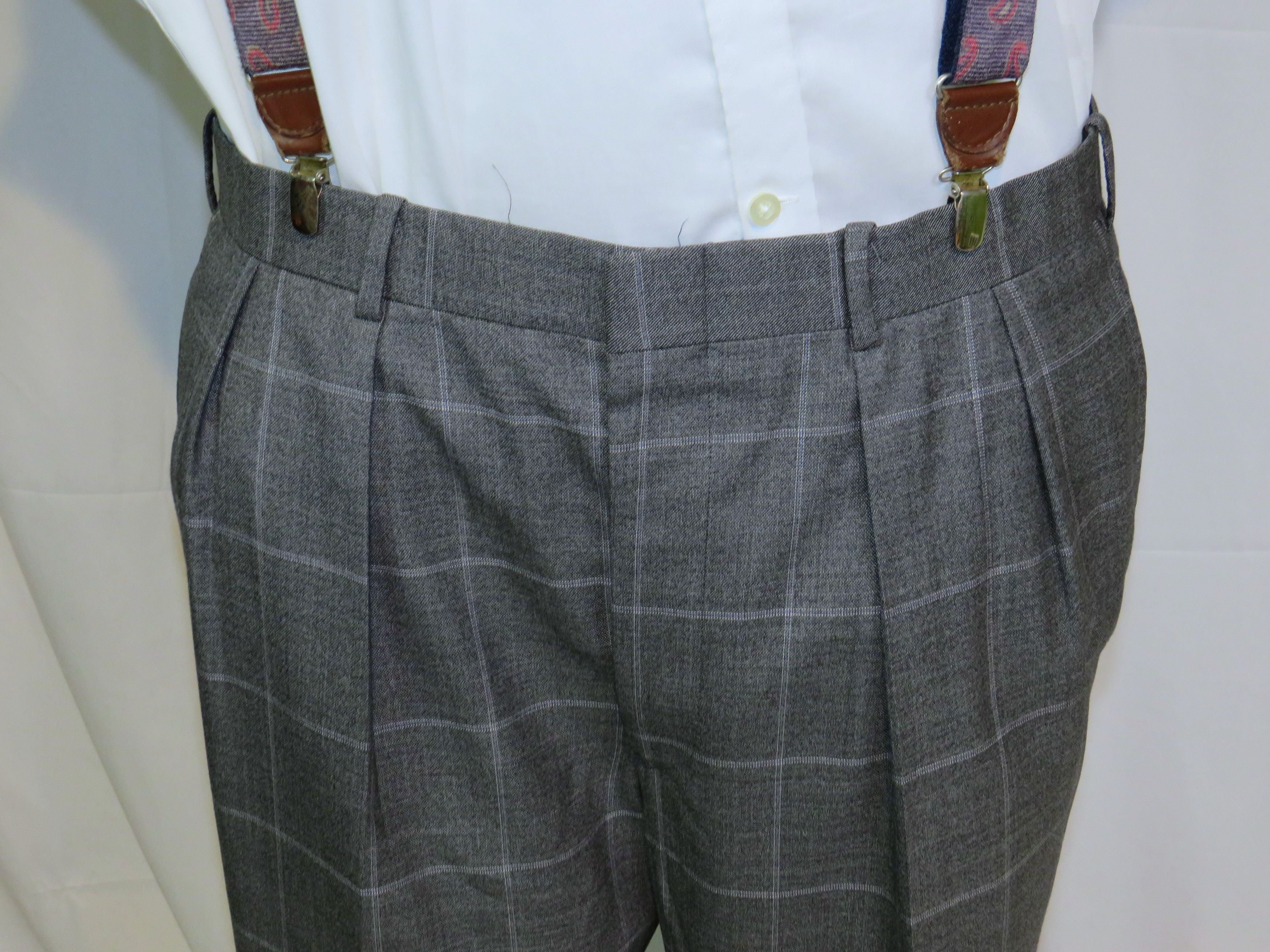 Alan Flusser Gray Windowpane Two Button Suit 42L Size 42L - 14 Thumbnail