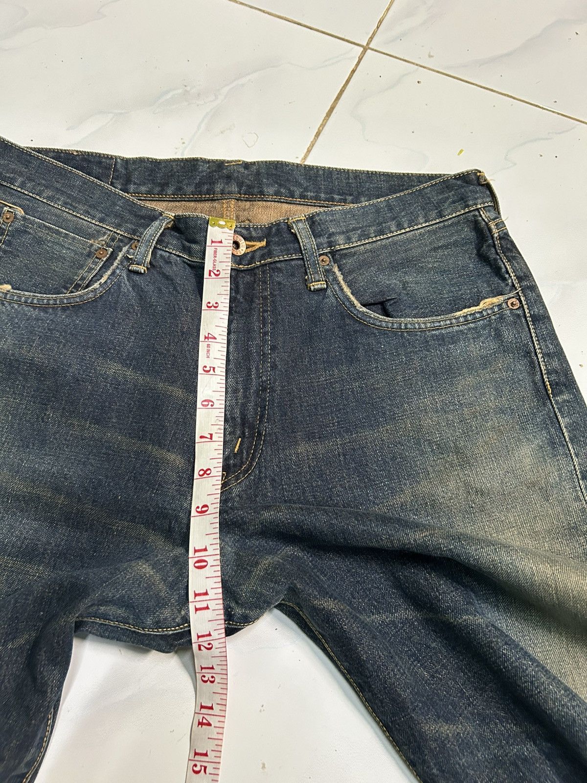 Japanese Brand × Kapital × Vintage Edwin Selvedge Rusty Distressed Short Denim jeans Size US 33 - 13 Thumbnail