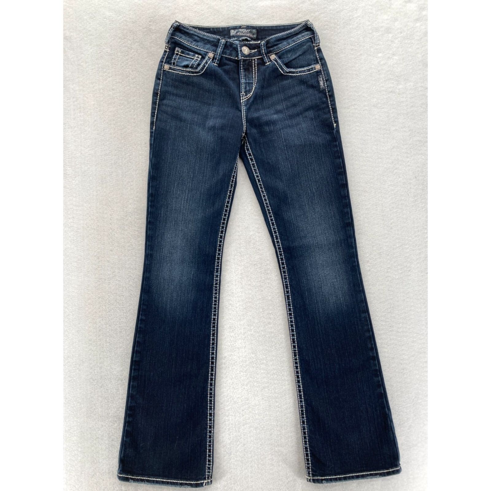 Silver Jeans Co. Silver Jeans Natsuki Slim Bootcut Jeans 26x31 Dark Blue Denim Low Rise Grunge Women’s Size 26" / US 2 / IT 38 - 2 Thumbnail