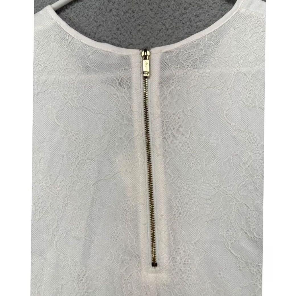 Calvin Klein Calvin Klein Blouse Shirt Womens Large White Sleeveless Lace Hem Nylon Blend NEW Size L / US 10 / IT 46 - 3 Thumbnail