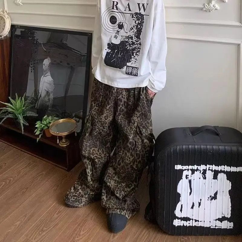 Japanese Brand × Jean Leopard Print High Street Hip Hop Loose Casual Pants Size US 33 - 3 Thumbnail