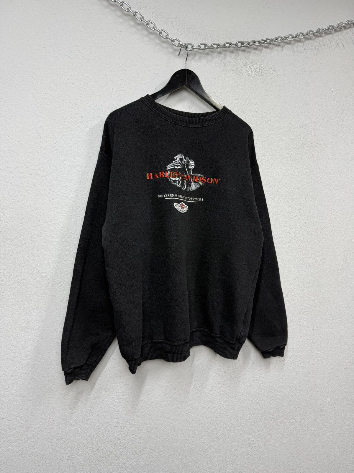If Six Was Nine Vintage USA Harley-Davidson 100 Years Sweatshirt Distressed Size US XL / EU 56 / 4 - 2 Thumbnail