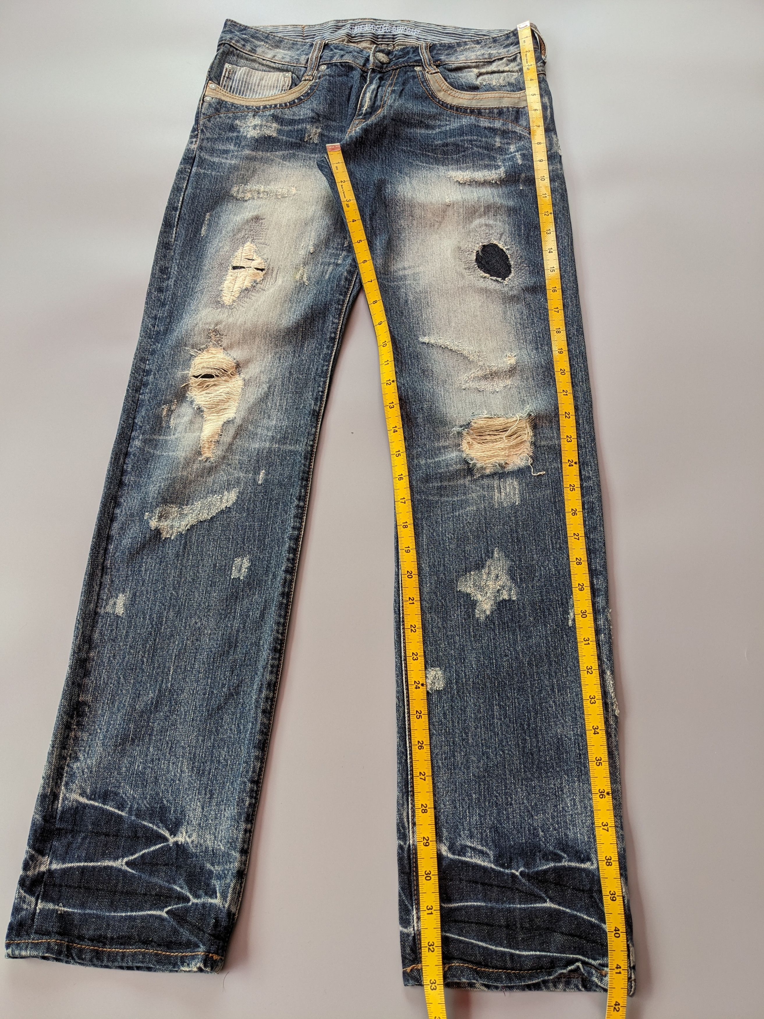 Hedi Slimane Japanese brand like Hedi Slimane faded boro jeans Size US 31 - 8 Thumbnail