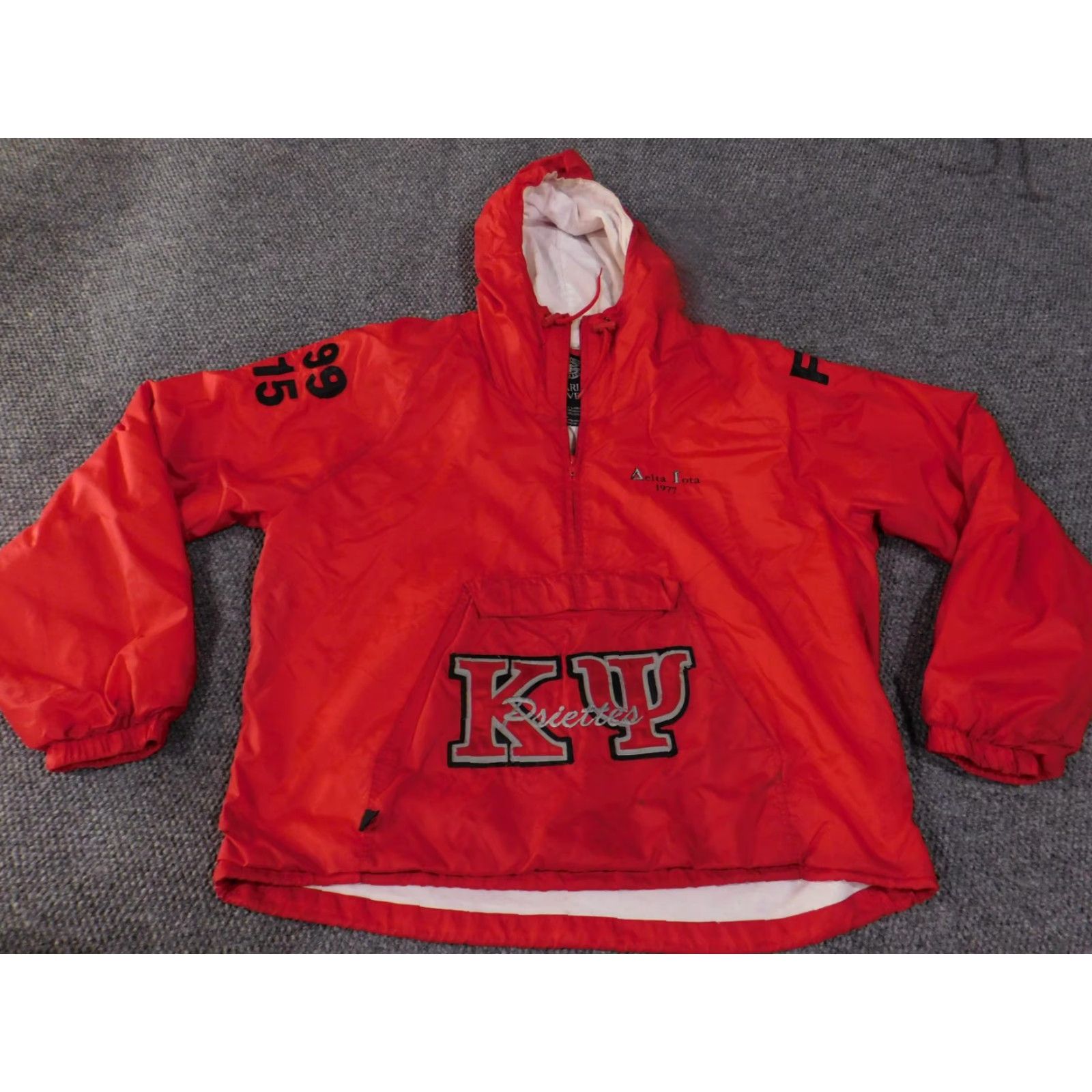 Delta VINTAGE Charles River Jacket Mens 2XL Red Delta Iota Kappa Psi FAMU Pullover 90s Size US XXL / EU 58 / 5 - 3 Thumbnail