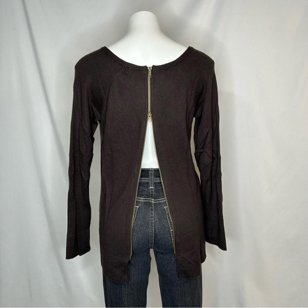 Designer Joan Vass Chic Two-Tone Zip-Back Sweater, M Size M / US 6-8 / IT 42-44 - 4 Thumbnail