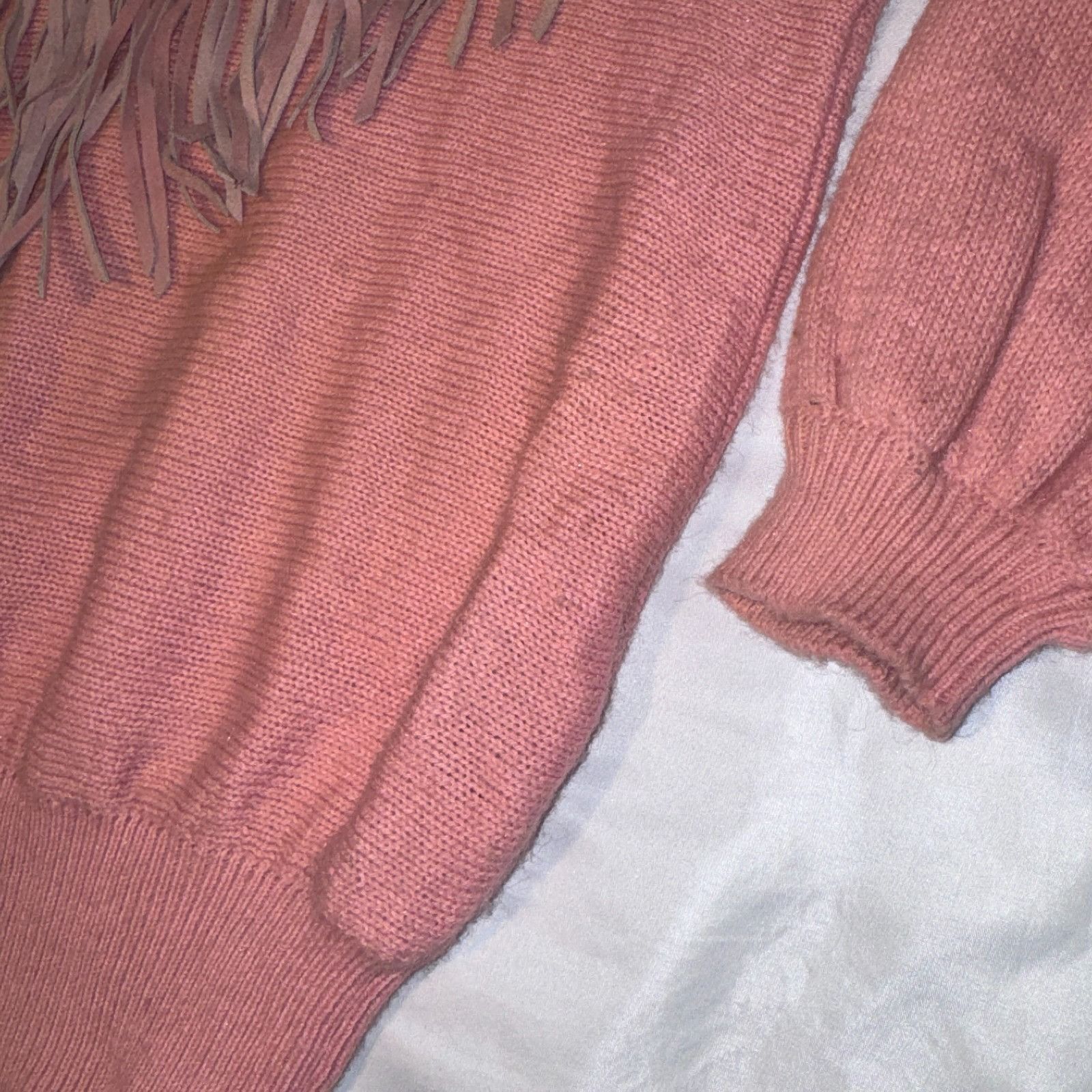 Other Vintage Pioneer Wear Pink Pastel Fringe Southwestern Sweater Size M / US 6-8 / IT 42-44 - 5 Thumbnail