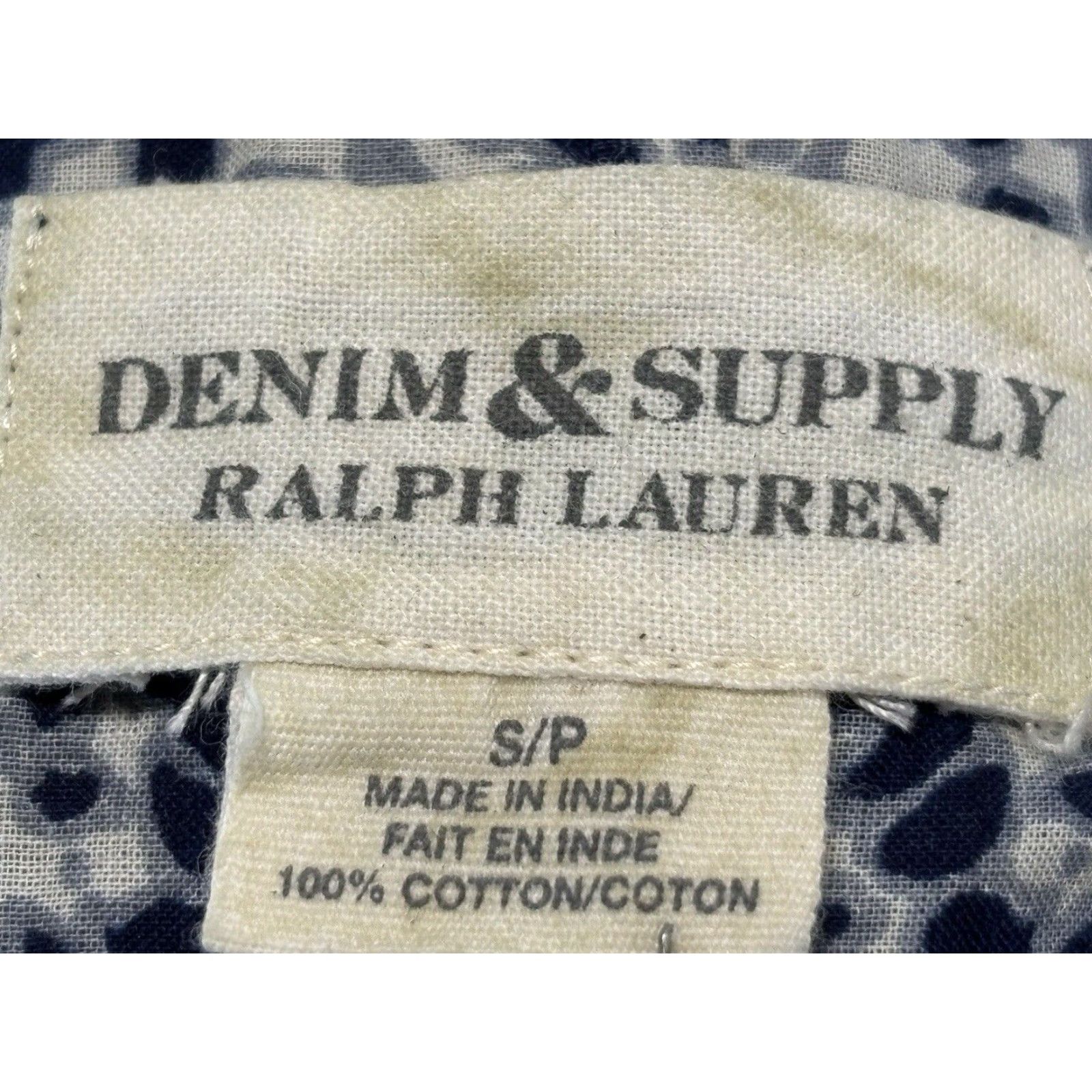 Vintage VINTAGE Denim & Supply Ralph Lauren Peasant Top Blouse Small Navy Tan Size S / US 4 / IT 40 - 6 Thumbnail