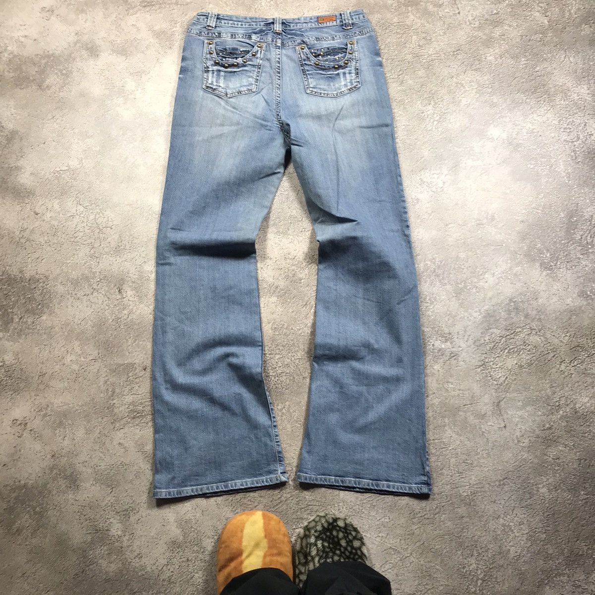 Vintage Vintage Y2K Distressed Flared Jeans Baggy Wide Leg Skate 32 Size 32" / US 10 / IT 46 - 5 Thumbnail