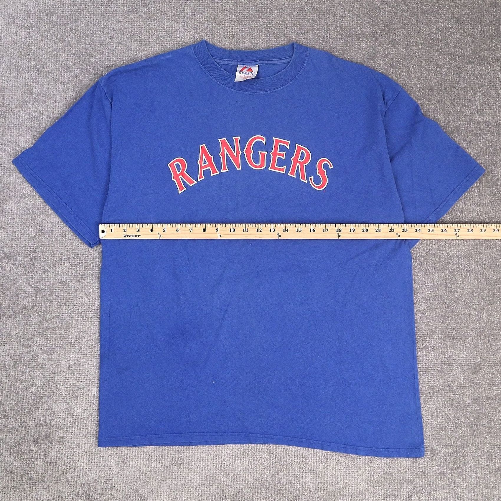 Vintage VINTAGE Majestic 90s Texas Rangers Baseball USA Sports T-Shirt 2XL Blue Short Sleeve Mens Size US XXL / EU 58 / 5 - 4 Thumbnail