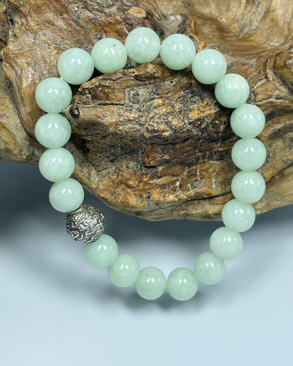 Handmade Icy Translucent Untreated Jadeite Jade Beaded Bracelet Size ONE SIZE - 4 Thumbnail