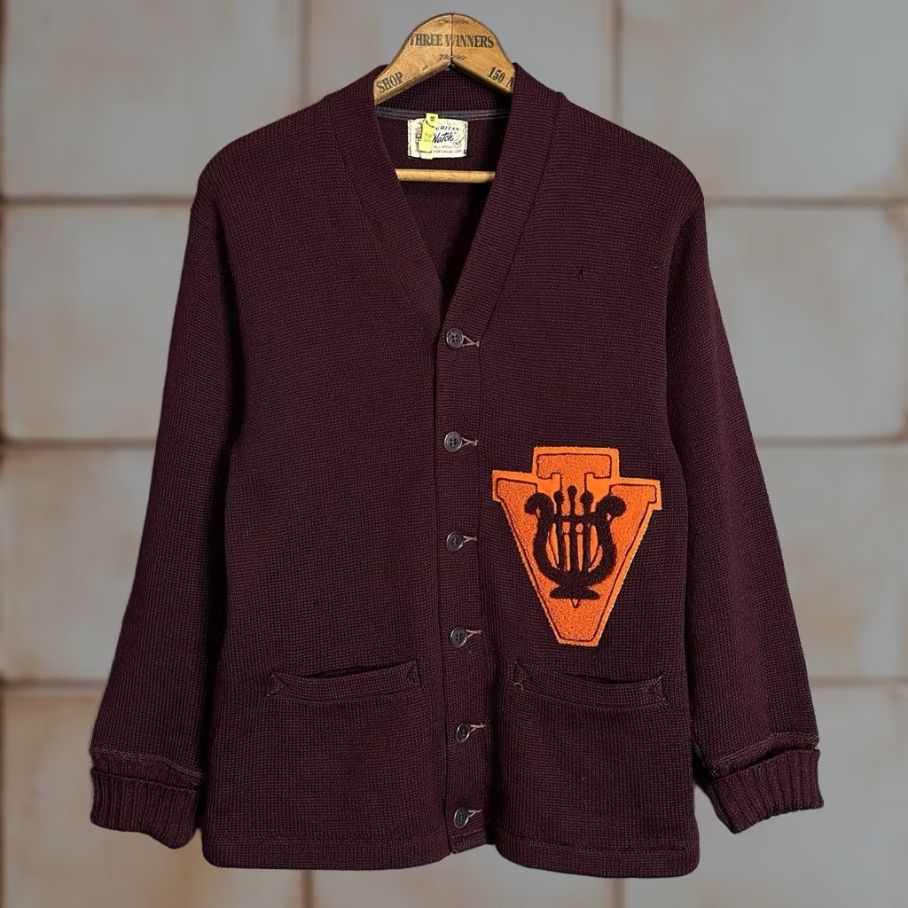 Vintage VINTAGE Puritan Natch Virginia Tech Musical Letterman Wool Cardigan Sweater M Maroon 1960s Mens Size US M / EU 48-50 / 2 - 1 Thumbnail